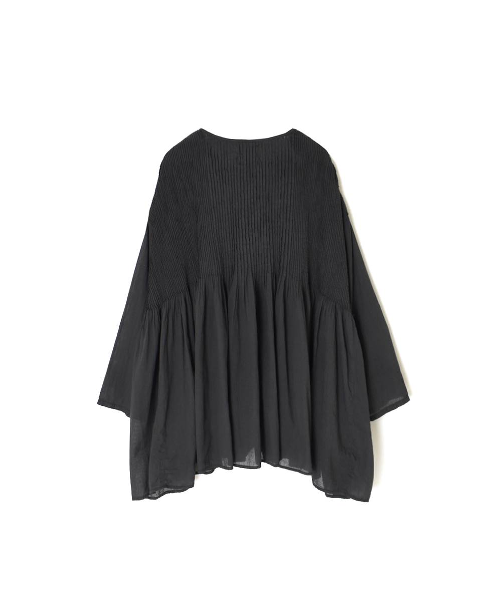 NMDS25213D(シャツ) 80s ORGANIC STRIPE(OVERDYE) CREW-NECK BUTTON SHIRT WITH MINI PINTUCK