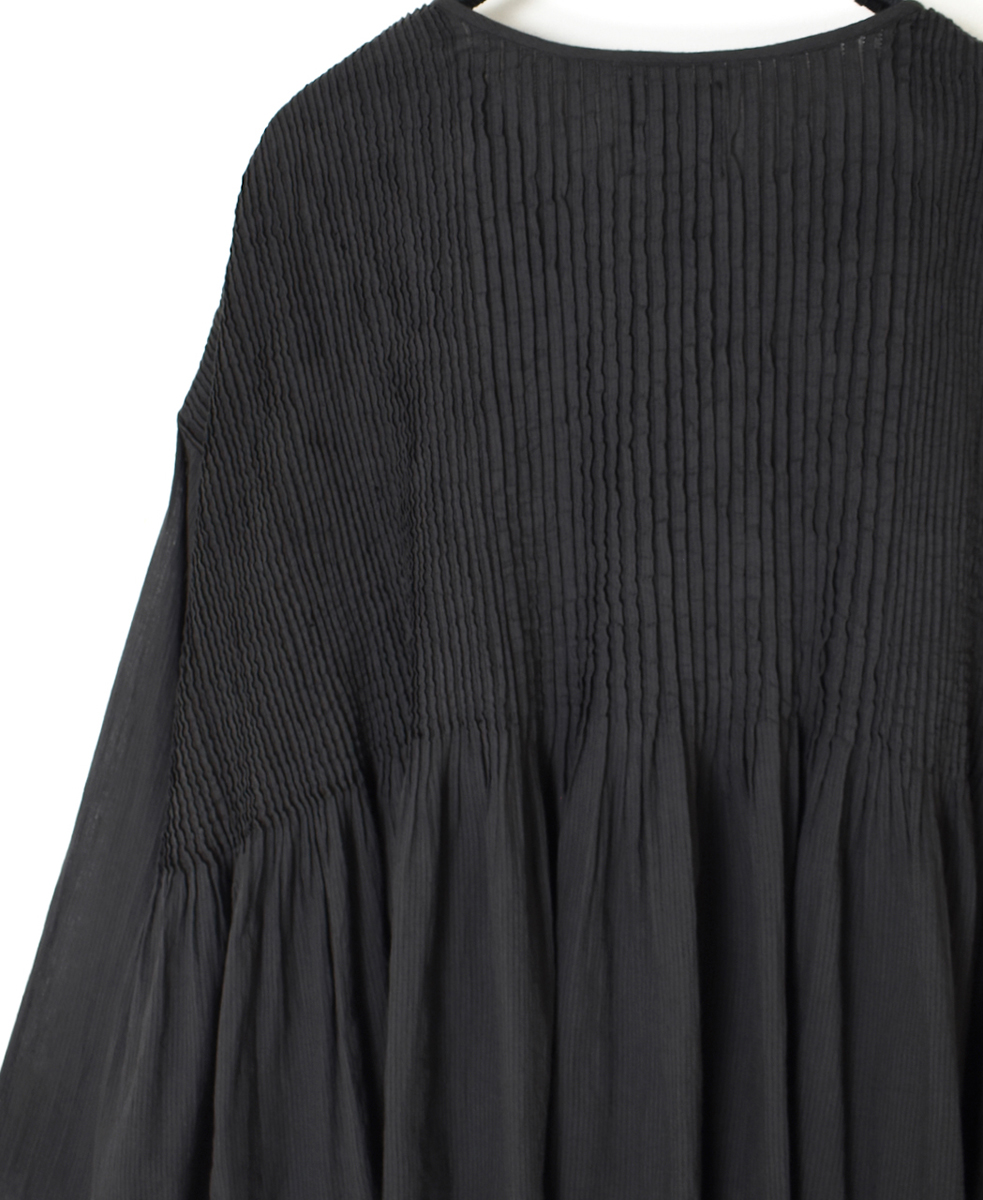 NMDS25213D(シャツ) 80s ORGANIC STRIPE(OVERDYE) CREW-NECK BUTTON SHIRT WITH MINI PINTUCK