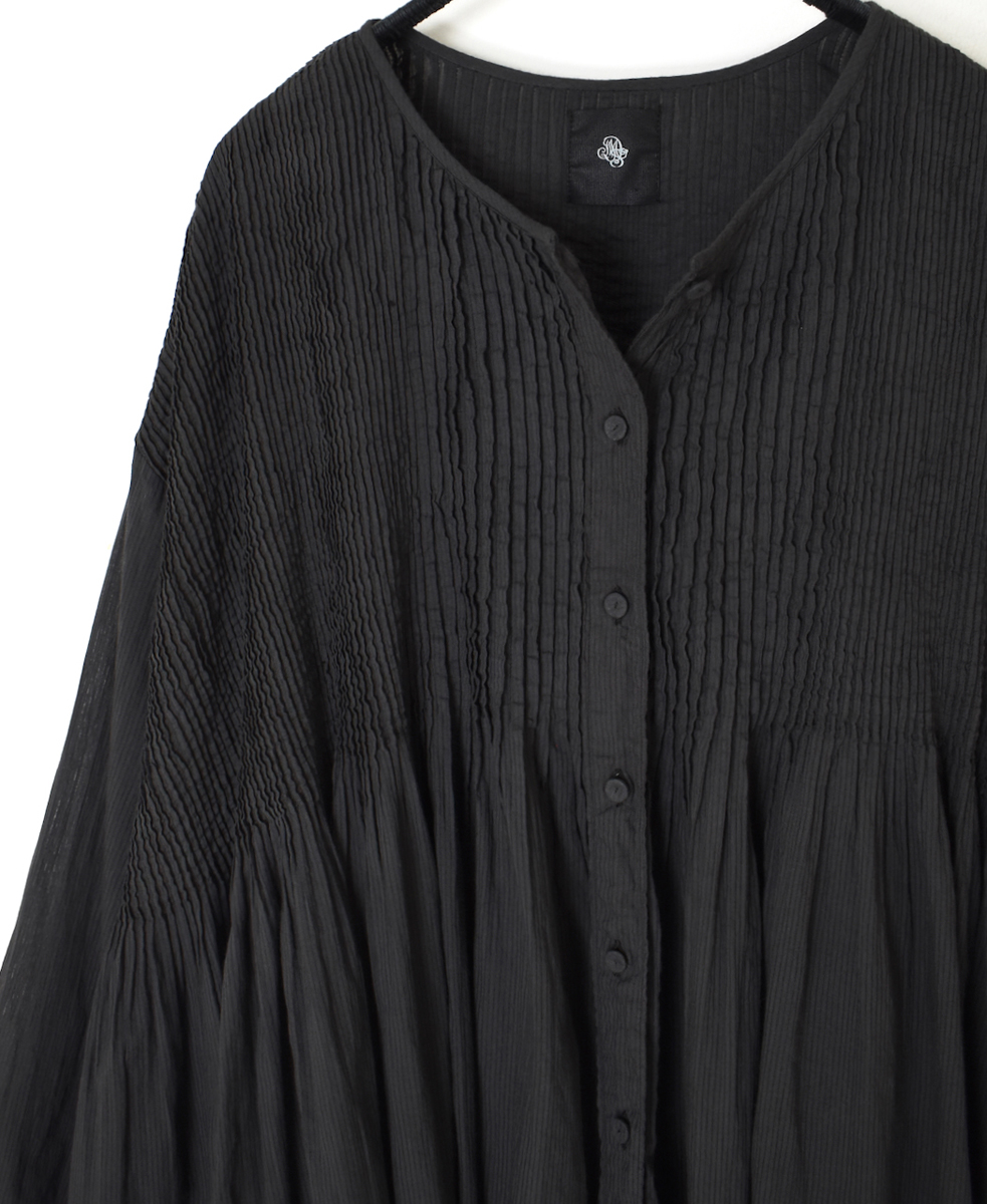 NMDS25213D(シャツ) 80s ORGANIC STRIPE(OVERDYE) CREW-NECK BUTTON SHIRT WITH MINI PINTUCK