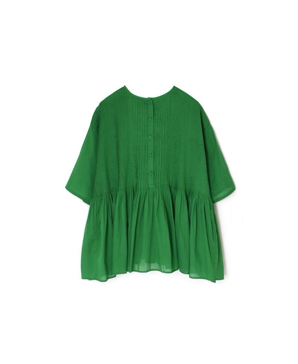 NMDS25221(シャツ) 80s ORGANIC VOILE PLAIN CREW-NECK P/O HALF/SL SHIRT WITH MINI PINTUCK