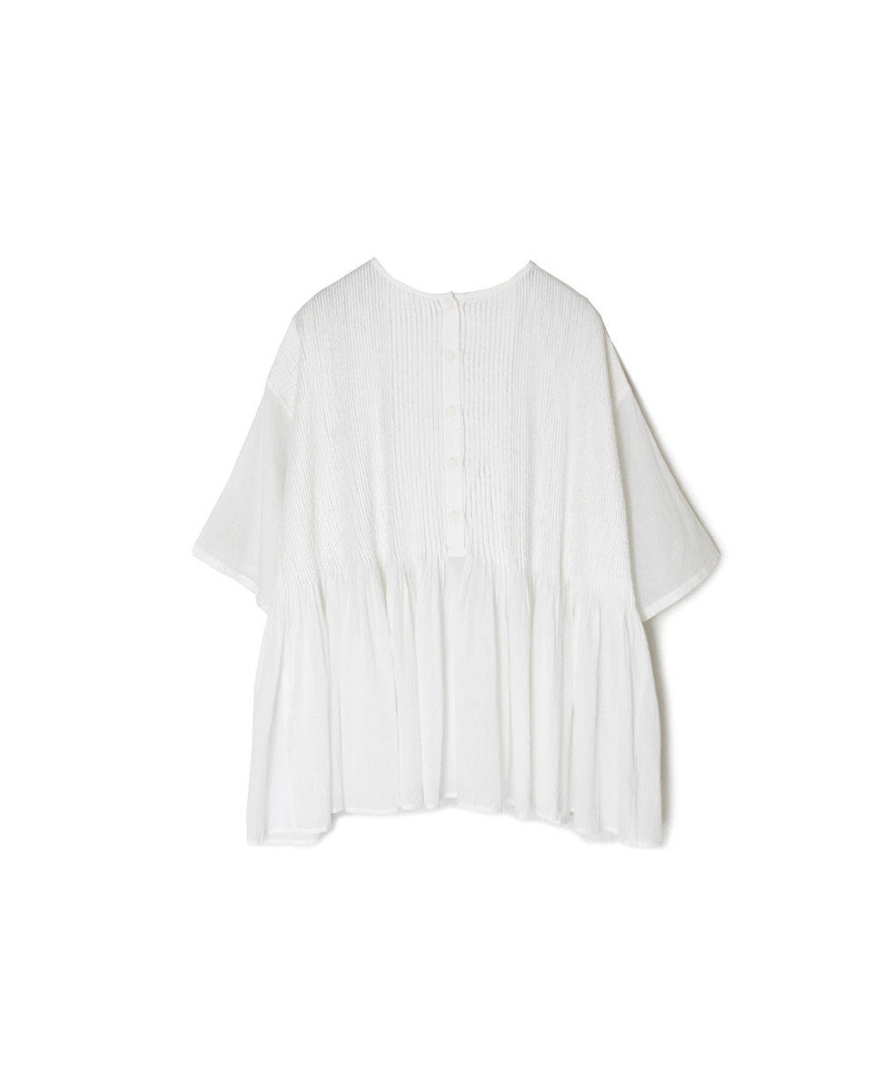 NMDS25221(シャツ) 80s ORGANIC VOILE PLAIN CREW-NECK P/O HALF/SL SHIRT WITH MINI PINTUCK
