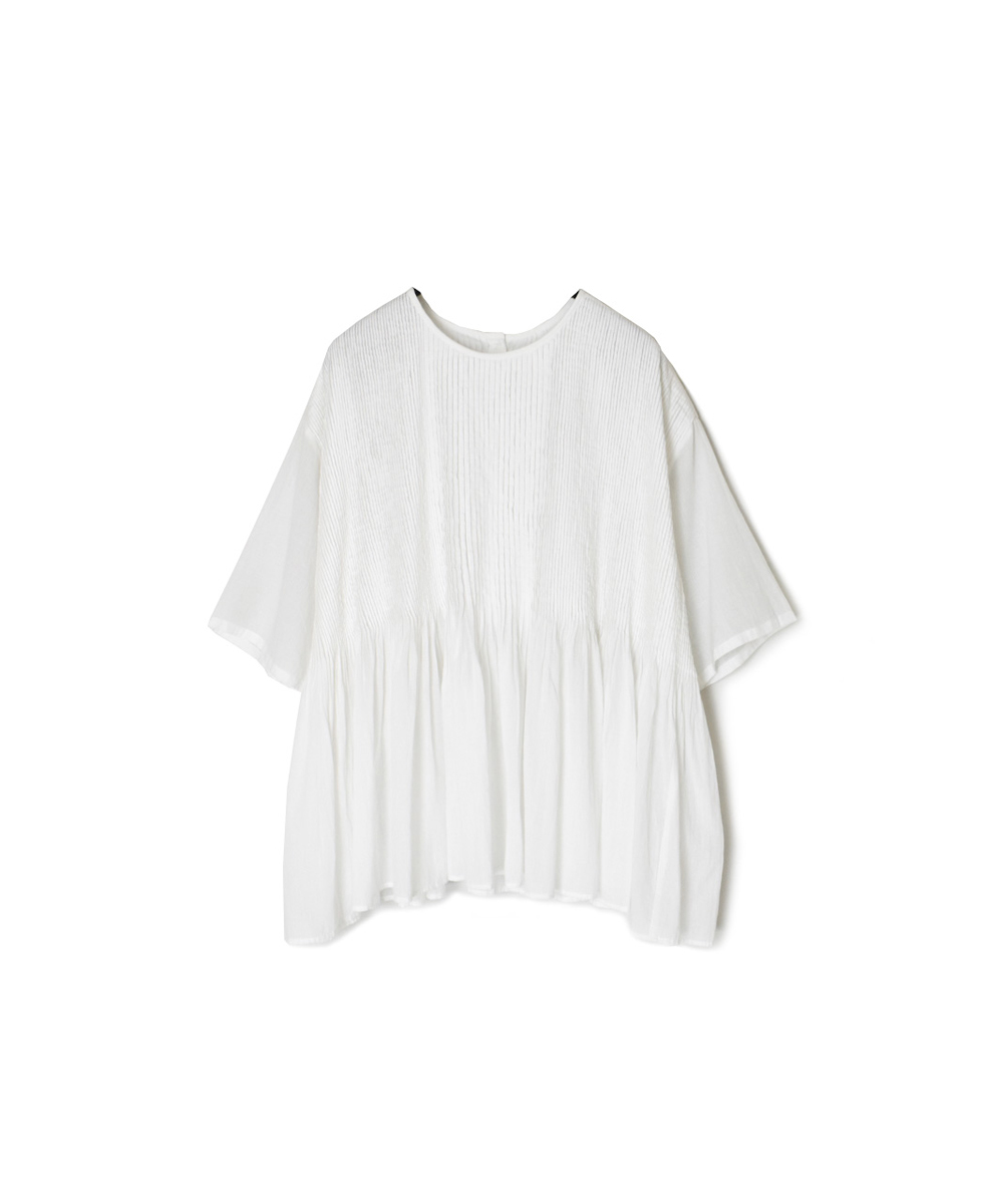 NMDS25221(シャツ) 80s ORGANIC VOILE PLAIN CREW-NECK P/O HALF/SL SHIRT WITH MINI PINTUCK
