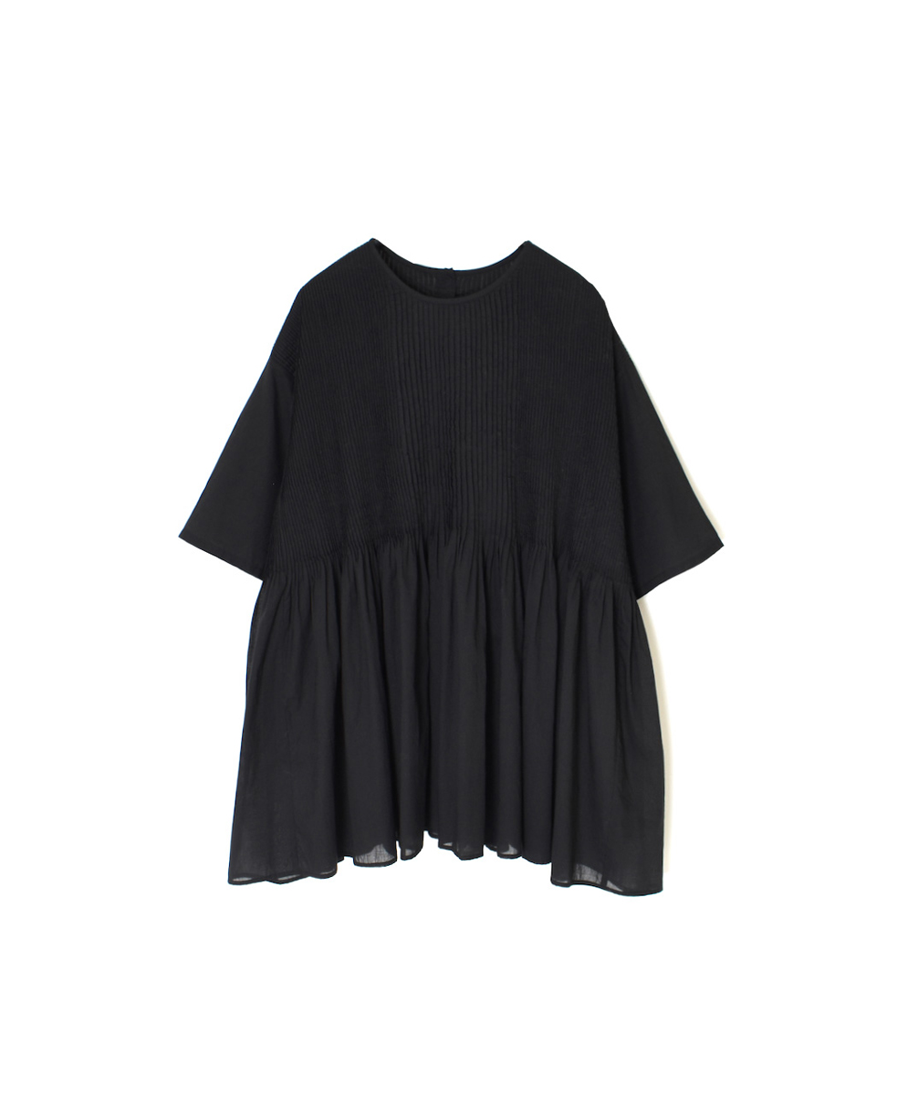 NMDS25221(シャツ) 80s ORGANIC VOILE PLAIN CREW-NECK P/O HALF/SL SHIRT WITH MINI PINTUCK