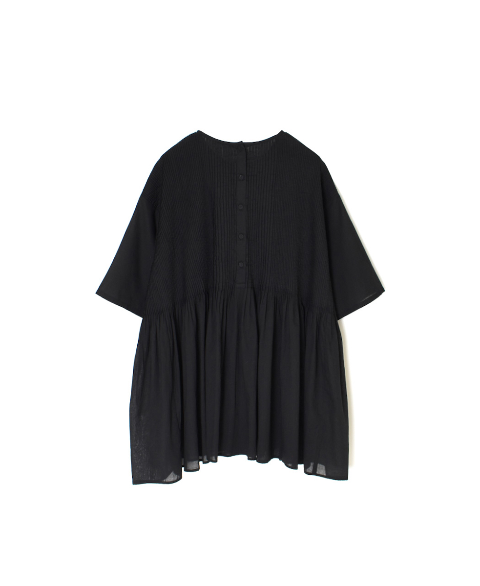 NMDS25221(シャツ) 80s ORGANIC VOILE PLAIN CREW-NECK P/O HALF/SL SHIRT WITH MINI PINTUCK