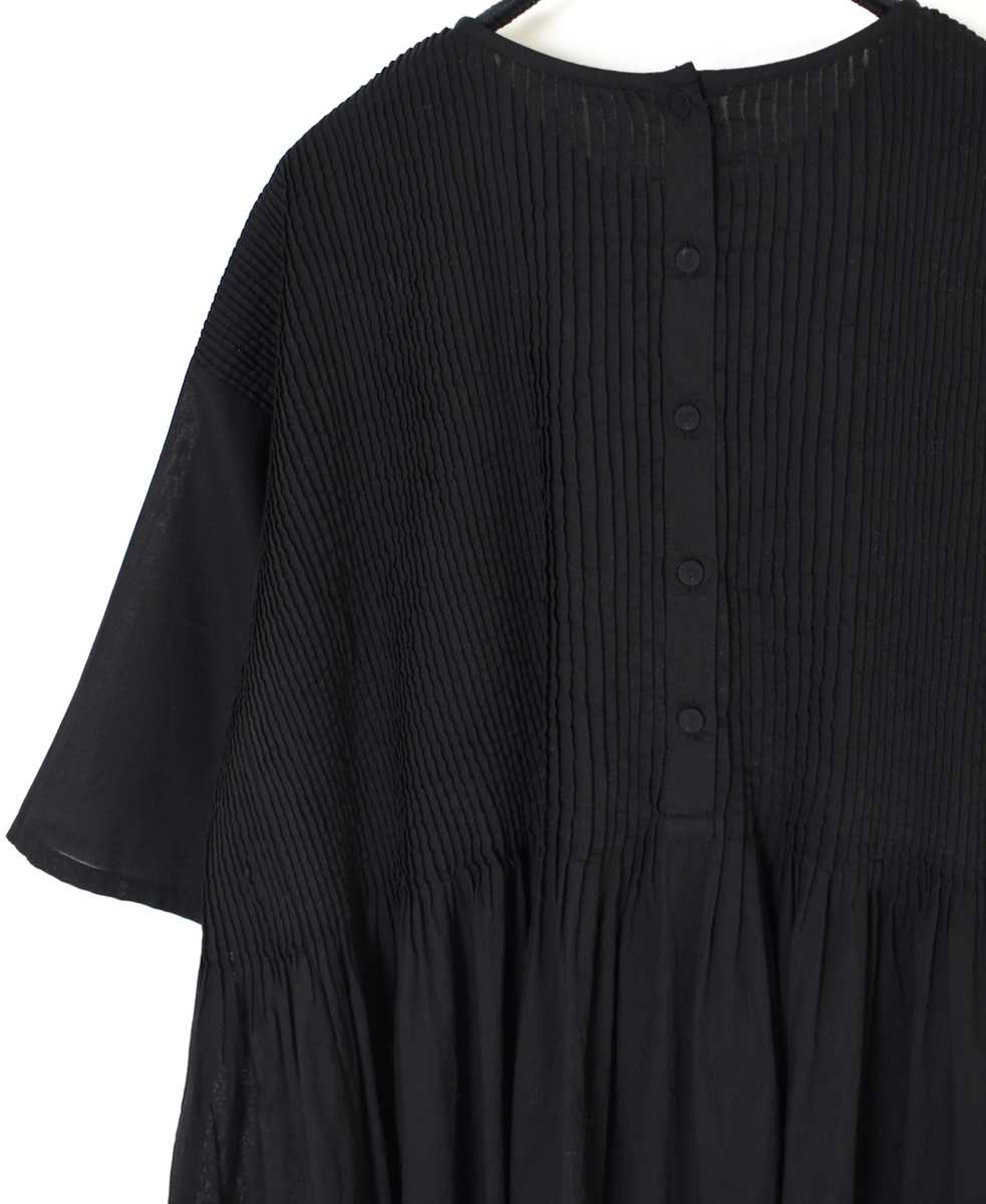 NMDS25221(シャツ) 80s ORGANIC VOILE PLAIN CREW-NECK P/O HALF/SL SHIRT WITH MINI PINTUCK