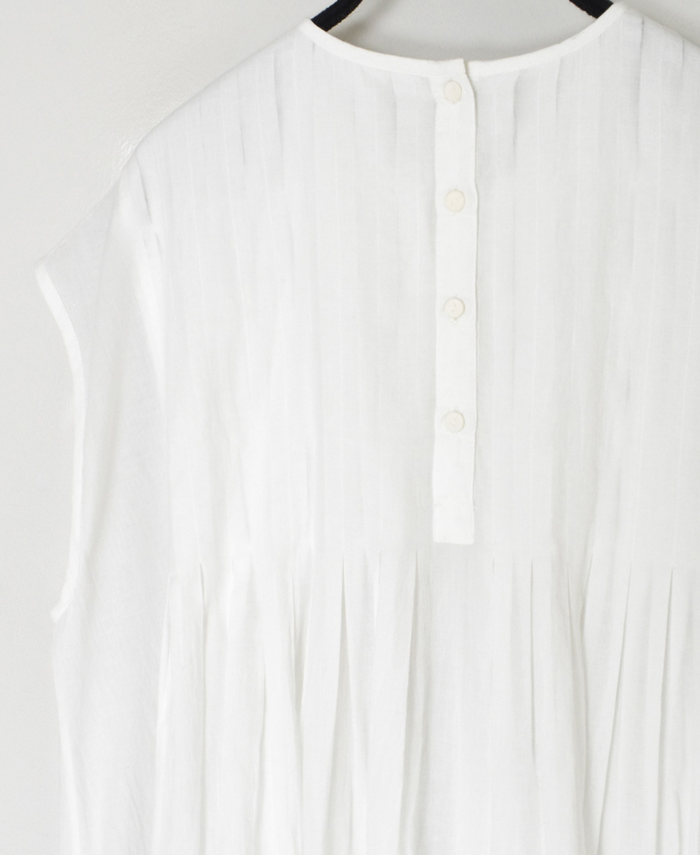 NMDS25222(シャツ) 80s ORGANIC VOILE PLAIN CREW-NECK F/SLEEVE SHIRT WITH INVERTED PLEAT