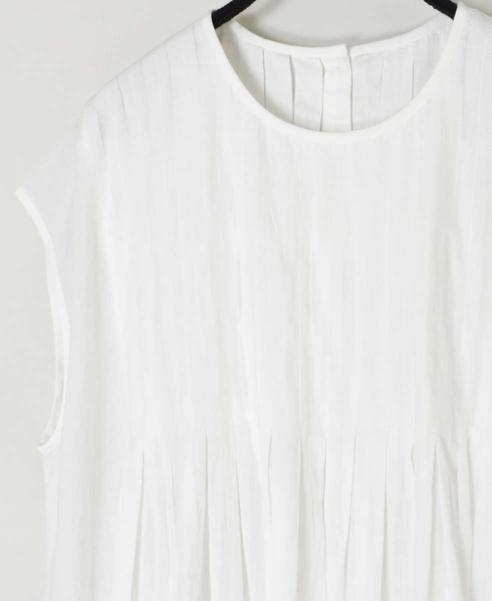 NMDS25222(シャツ) 80s ORGANIC VOILE PLAIN CREW-NECK F/SLEEVE SHIRT WITH INVERTED PLEAT