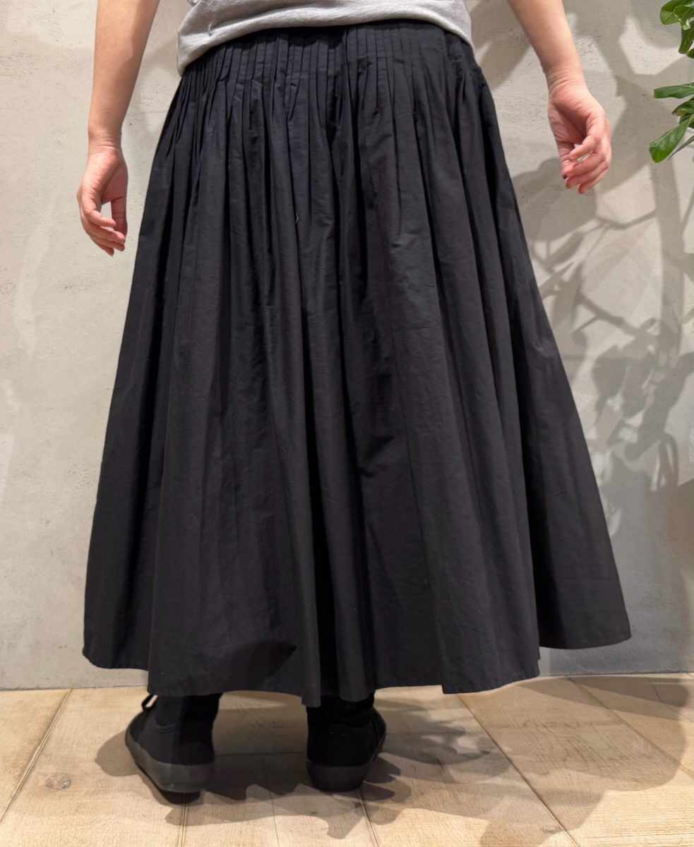 NMDS24641(スカート) 40s ORGANIC POPLIN(PATCHWORK) PINTUCK FLARED SKIRT WITH PATCH WORK