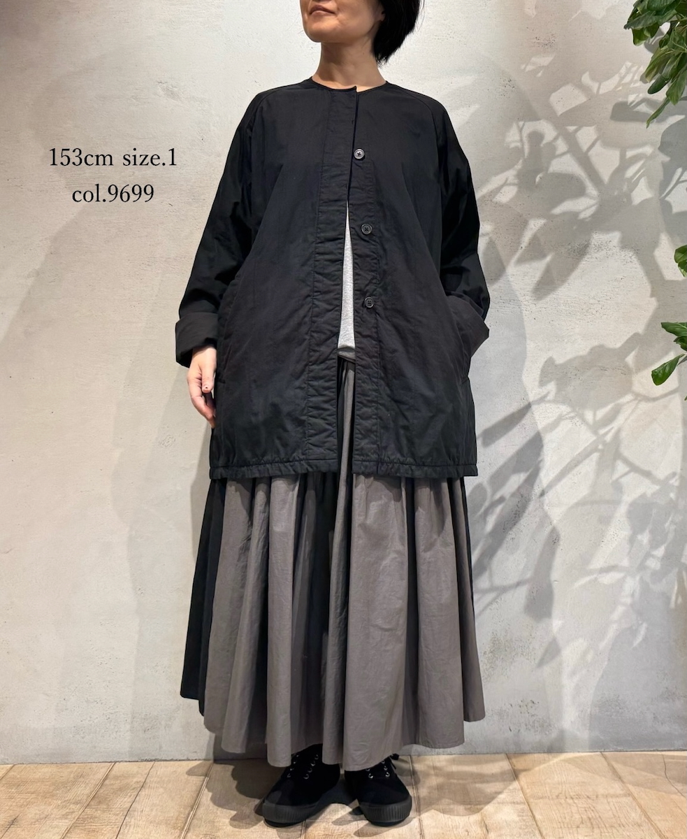 NMDS24641(スカート) 40s ORGANIC POPLIN(PATCHWORK) PINTUCK FLARED SKIRT WITH PATCH WORK