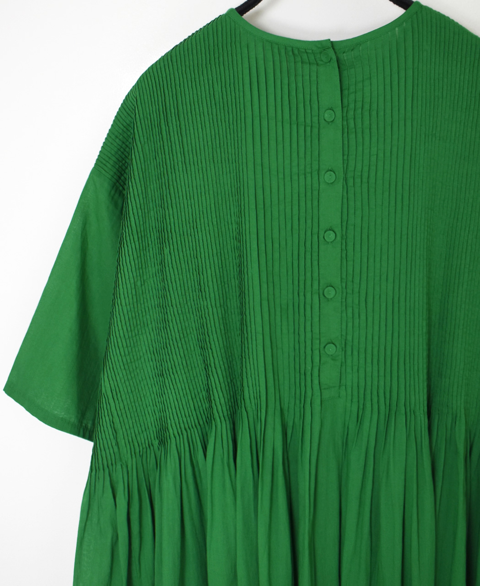 NMDS25223(ワンピース) 80s ORGANIC VOILE PLAIN CREW-NECK P/O DRESS WITH MINI PINTUCK