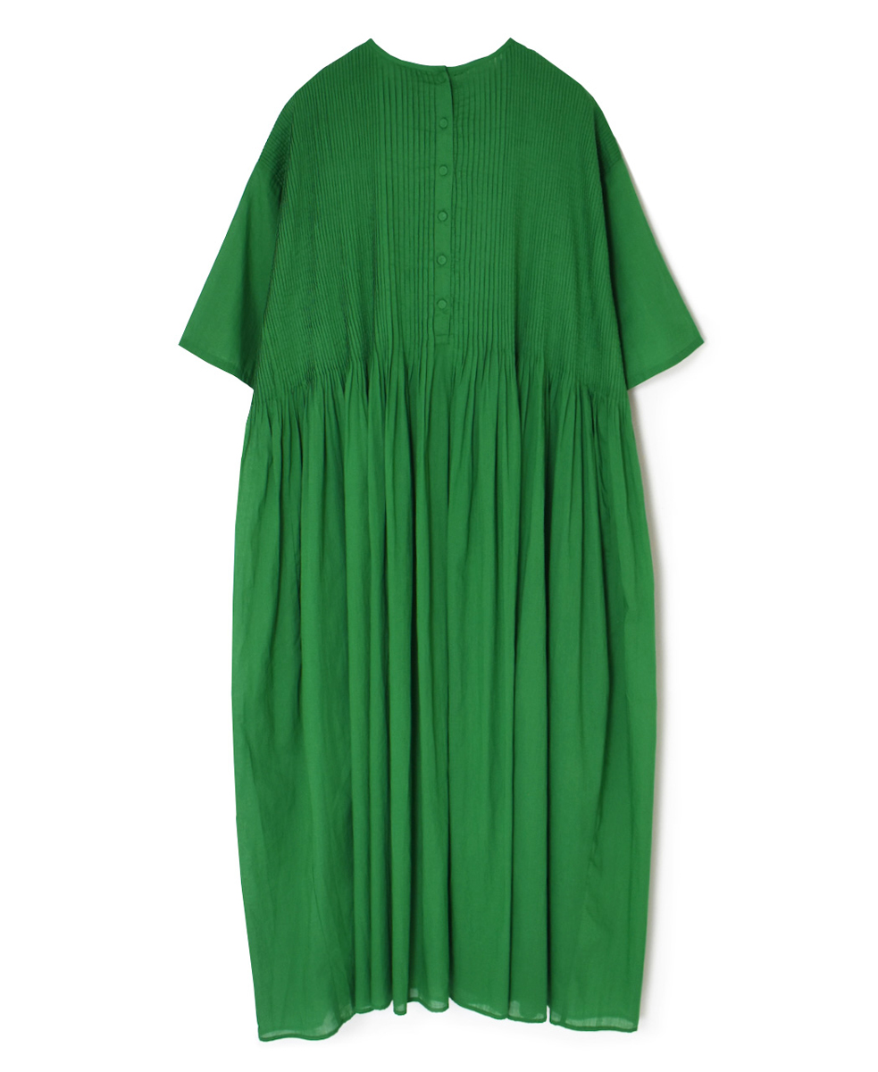 NMDS25223(ワンピース) 80s ORGANIC VOILE PLAIN CREW-NECK P/O DRESS WITH MINI PINTUCK