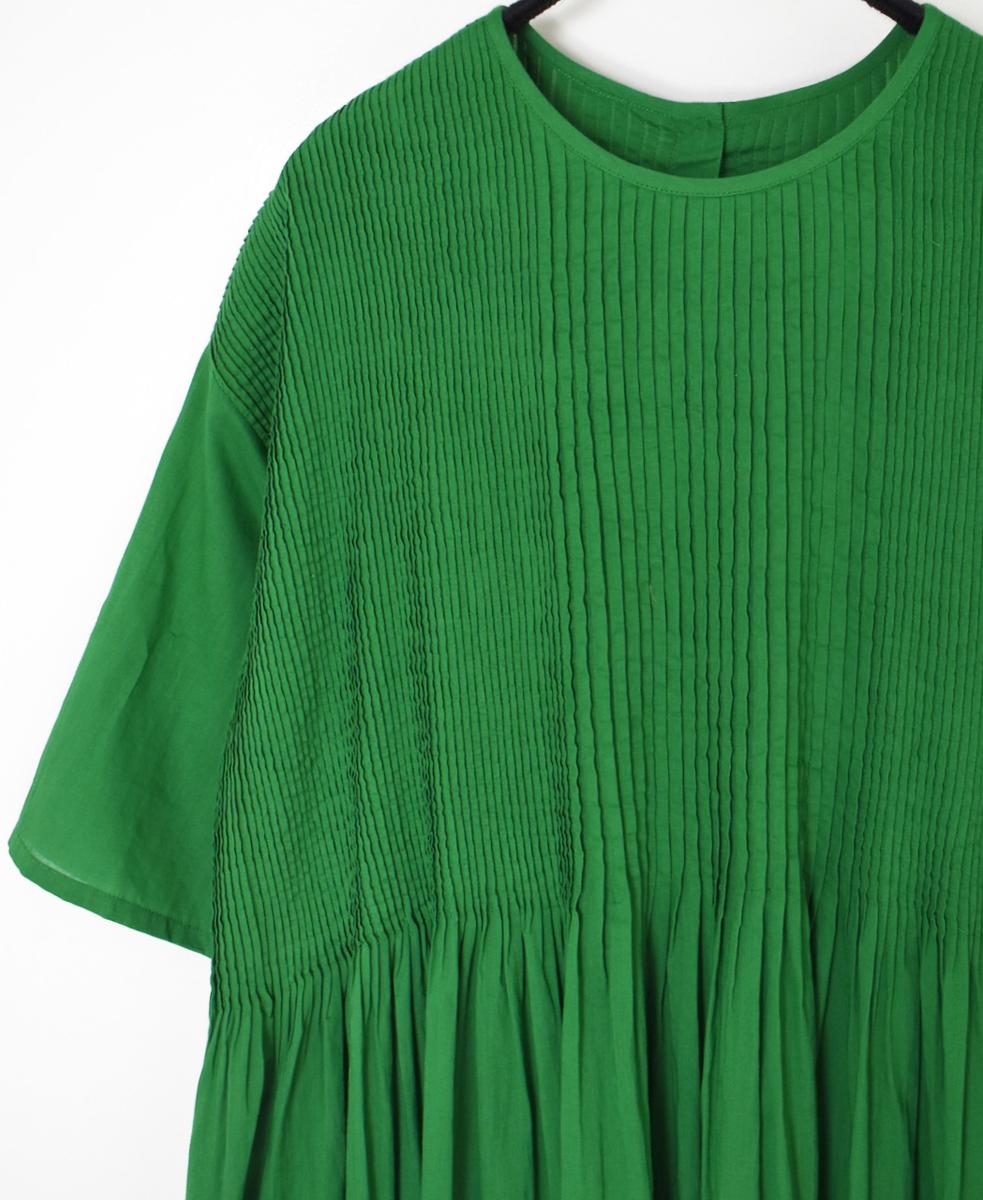 NMDS25223(ワンピース) 80s ORGANIC VOILE PLAIN CREW-NECK P/O DRESS WITH MINI PINTUCK