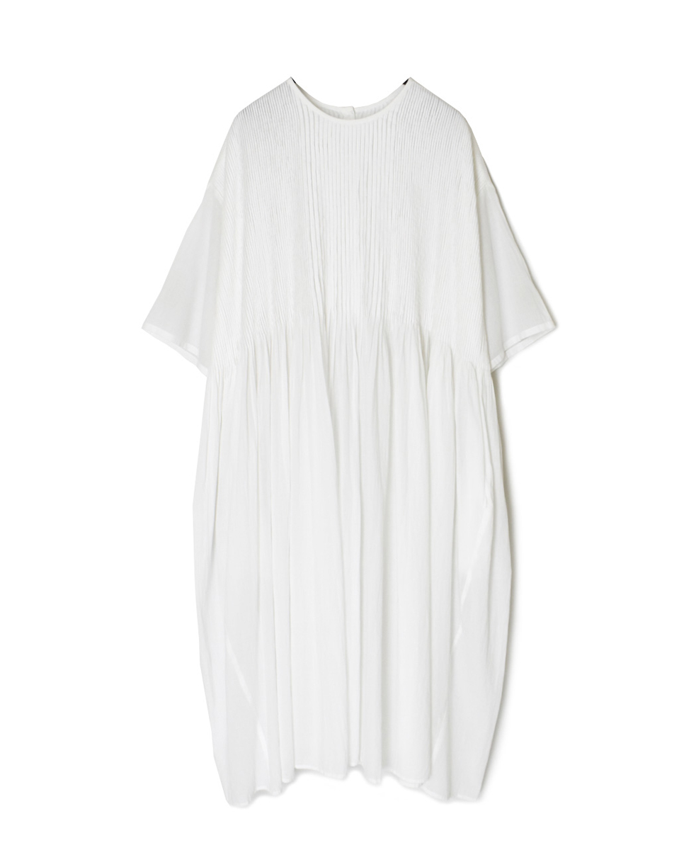 NMDS25223(ワンピース) 80s ORGANIC VOILE PLAIN CREW-NECK P/O DRESS WITH MINI PINTUCK