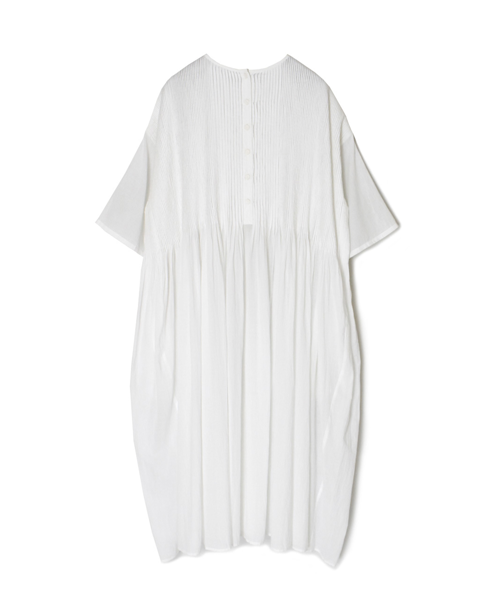 NMDS25223(ワンピース) 80s ORGANIC VOILE PLAIN CREW-NECK P/O DRESS WITH MINI PINTUCK