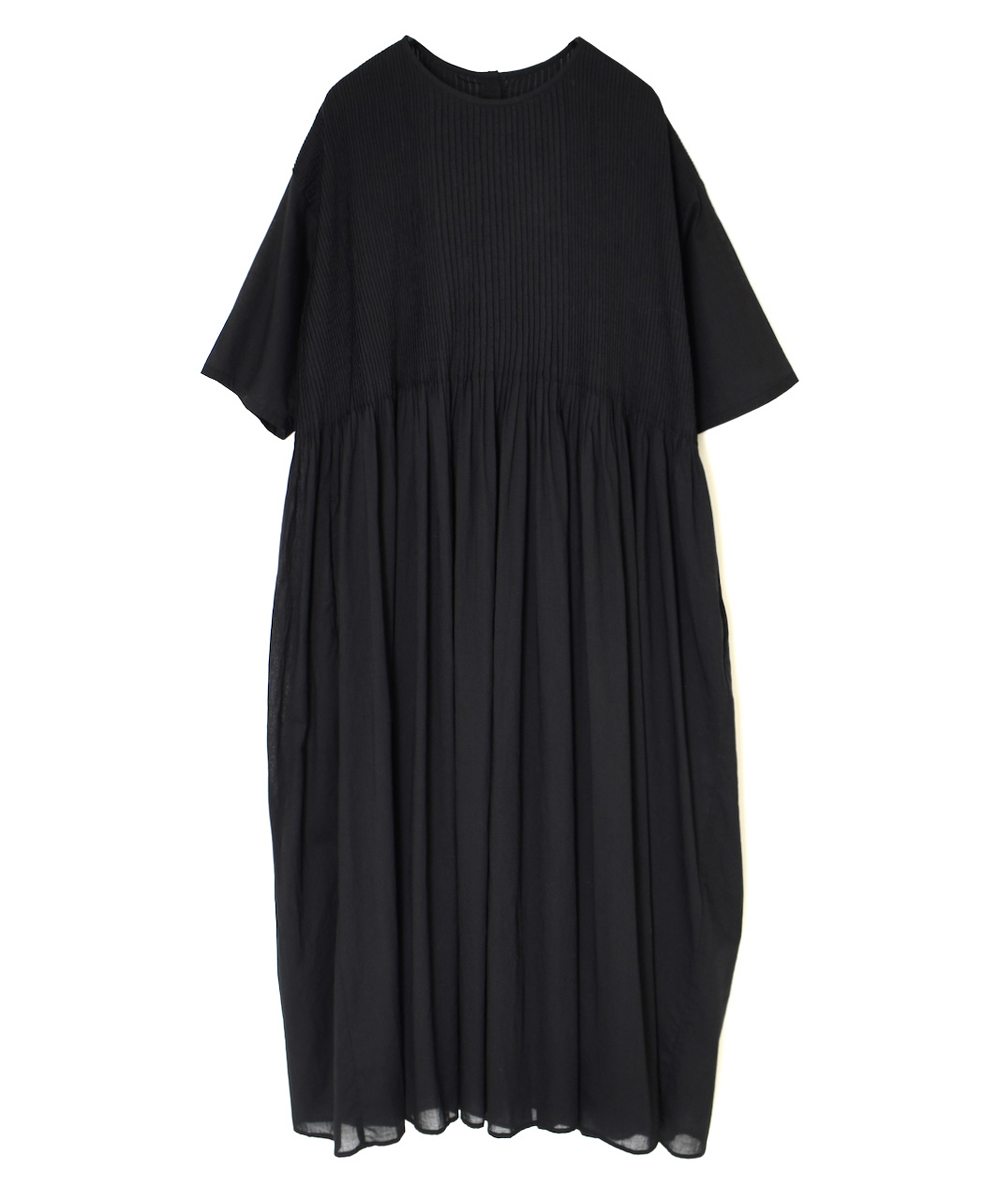 NMDS25223(ワンピース) 80s ORGANIC VOILE PLAIN CREW-NECK P/O DRESS WITH MINI PINTUCK