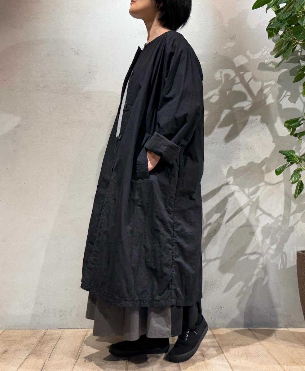 NMDS24632W(コート) 40s ORGANIC POPLIN RAGLAN COAT WITH VERTICAL STITCH