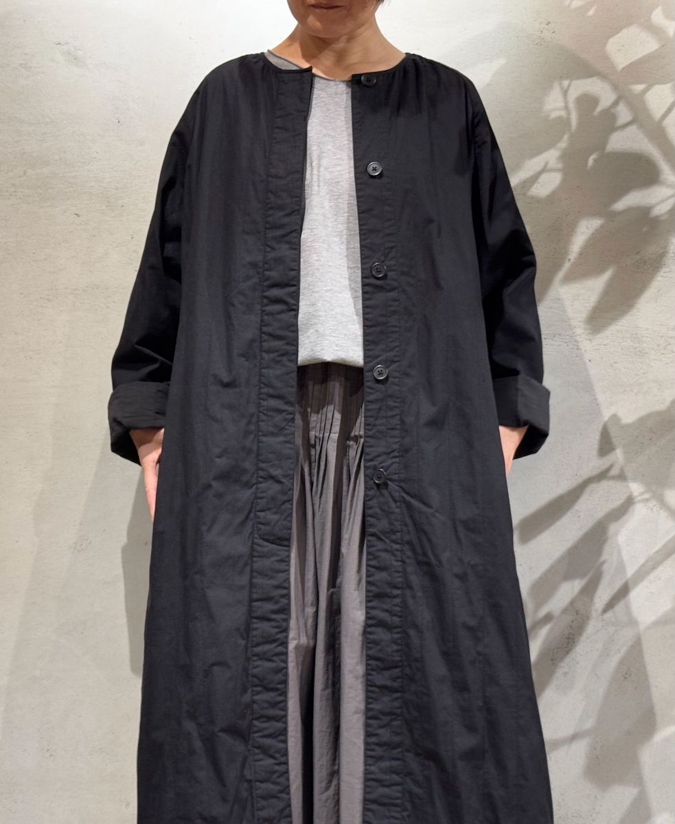 NMDS24632W(コート) 40s ORGANIC POPLIN RAGLAN COAT WITH VERTICAL STITCH