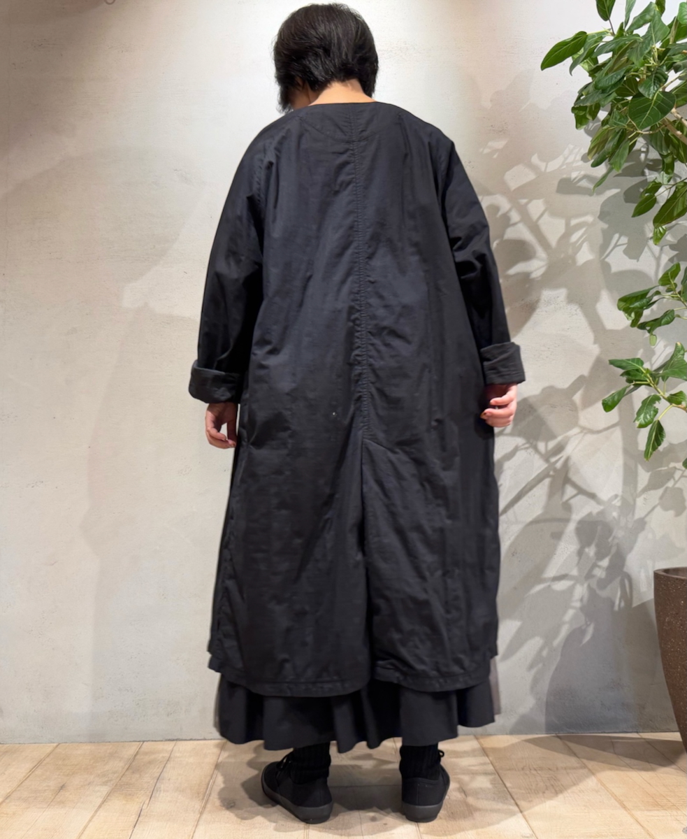 NMDS24632W(コート) 40s ORGANIC POPLIN RAGLAN COAT WITH VERTICAL STITCH