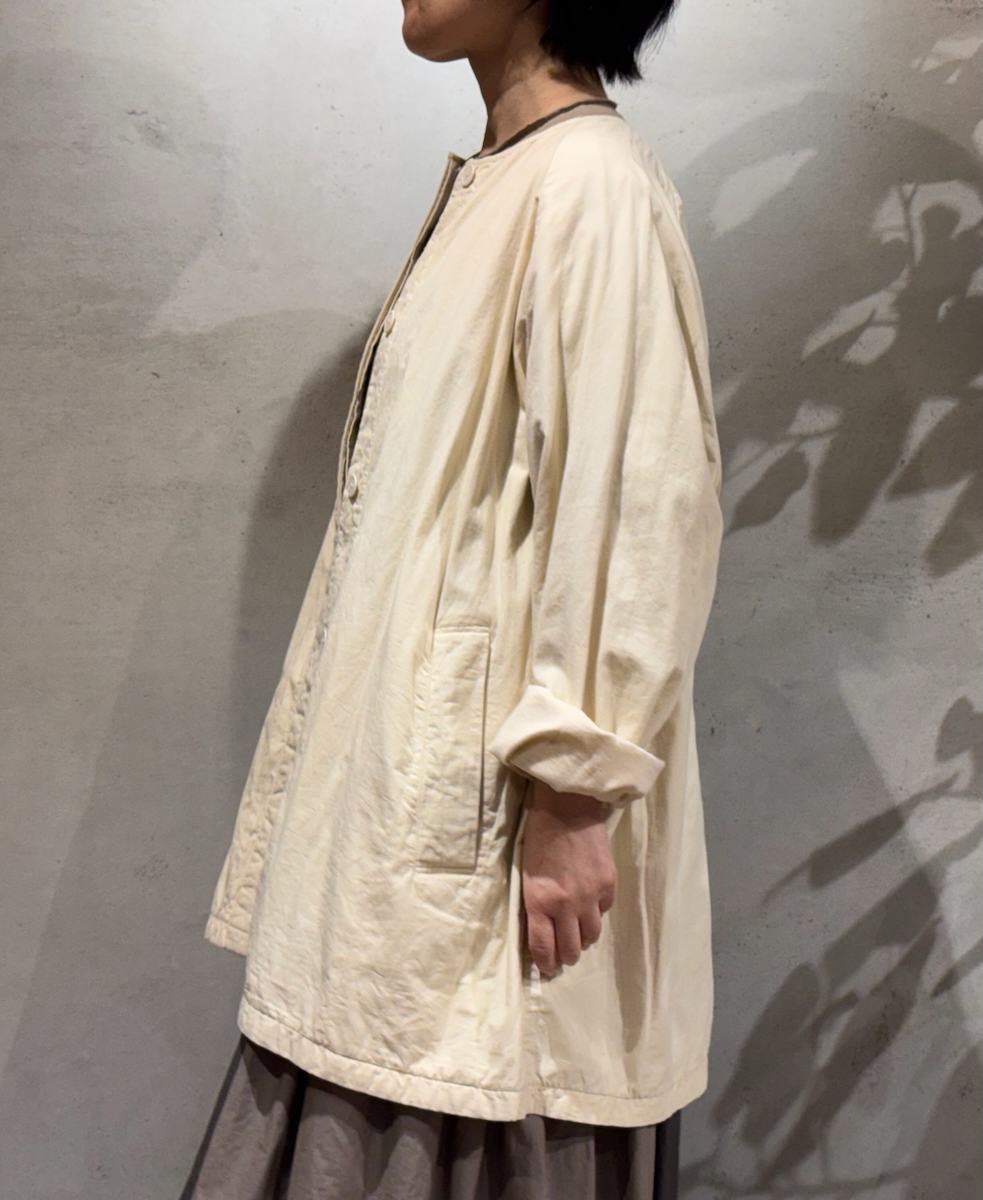 NMDS24631W(コート) 40s ORGANIC POPLIN RAGLAN SHORT COAT WITH VERTICAL STITCH