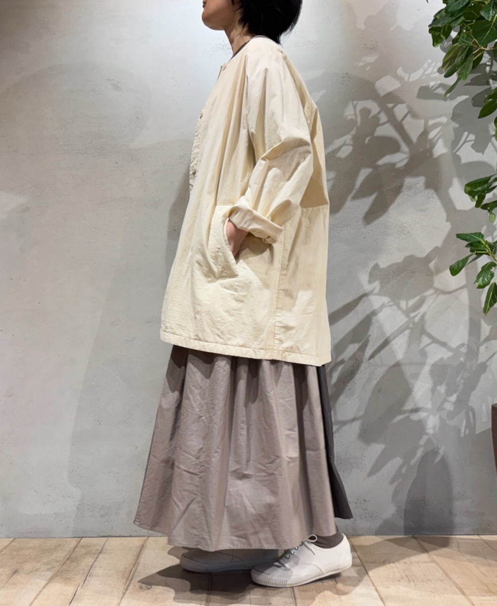 NMDS24631W(コート) 40s ORGANIC POPLIN RAGLAN SHORT COAT WITH VERTICAL STITCH