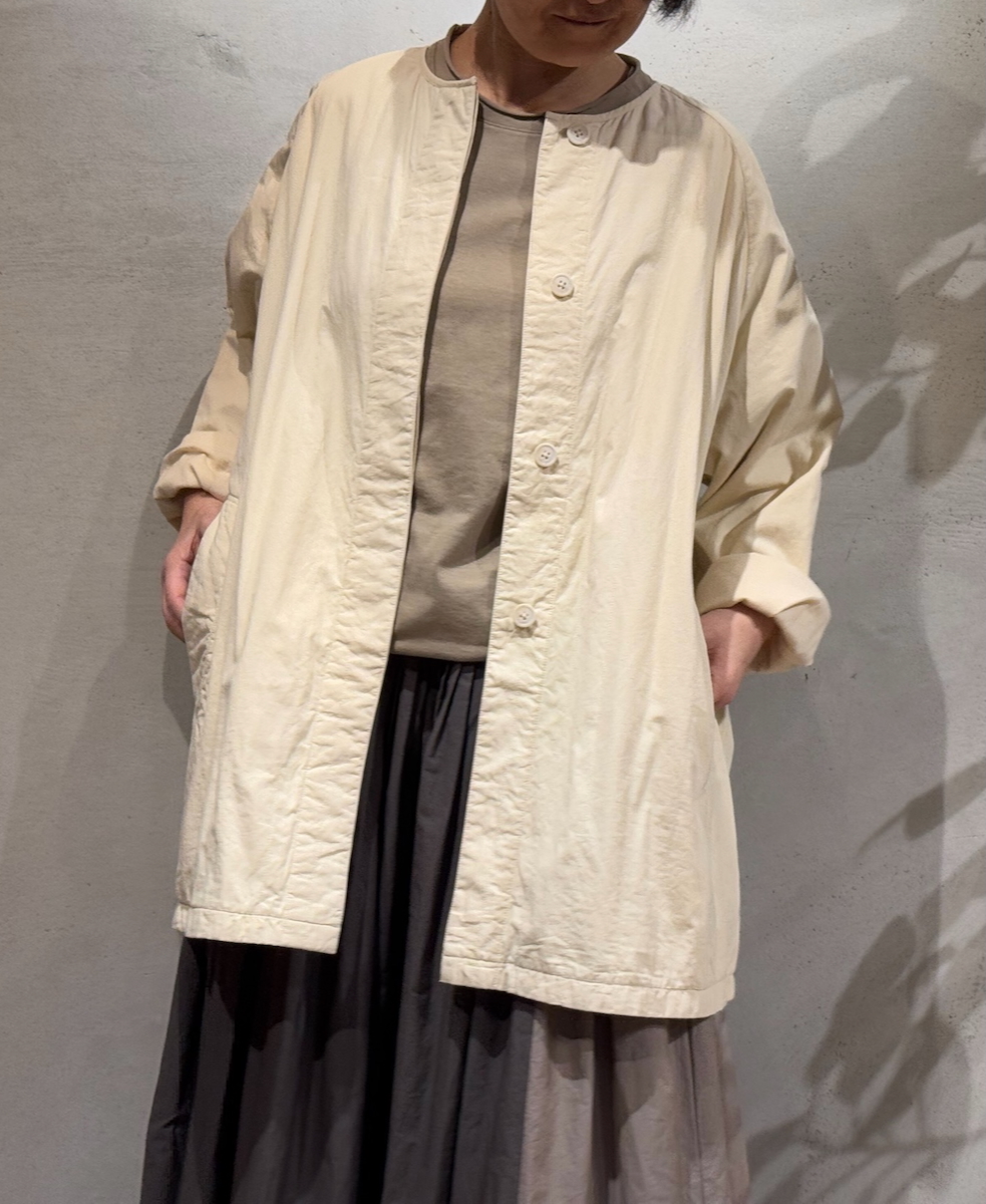 NMDS24631W(コート) 40s ORGANIC POPLIN RAGLAN SHORT COAT WITH VERTICAL STITCH
