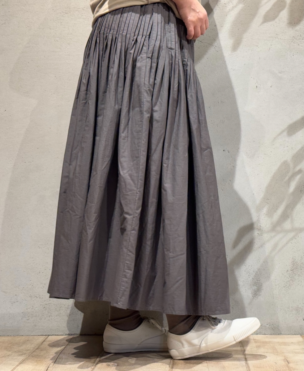 NMDS24642(スカート) 40s ORGANIC POPLIN(PATCHWORK) PINTUCK FLARED SKIRT WITH CRAZY PATCH WORK