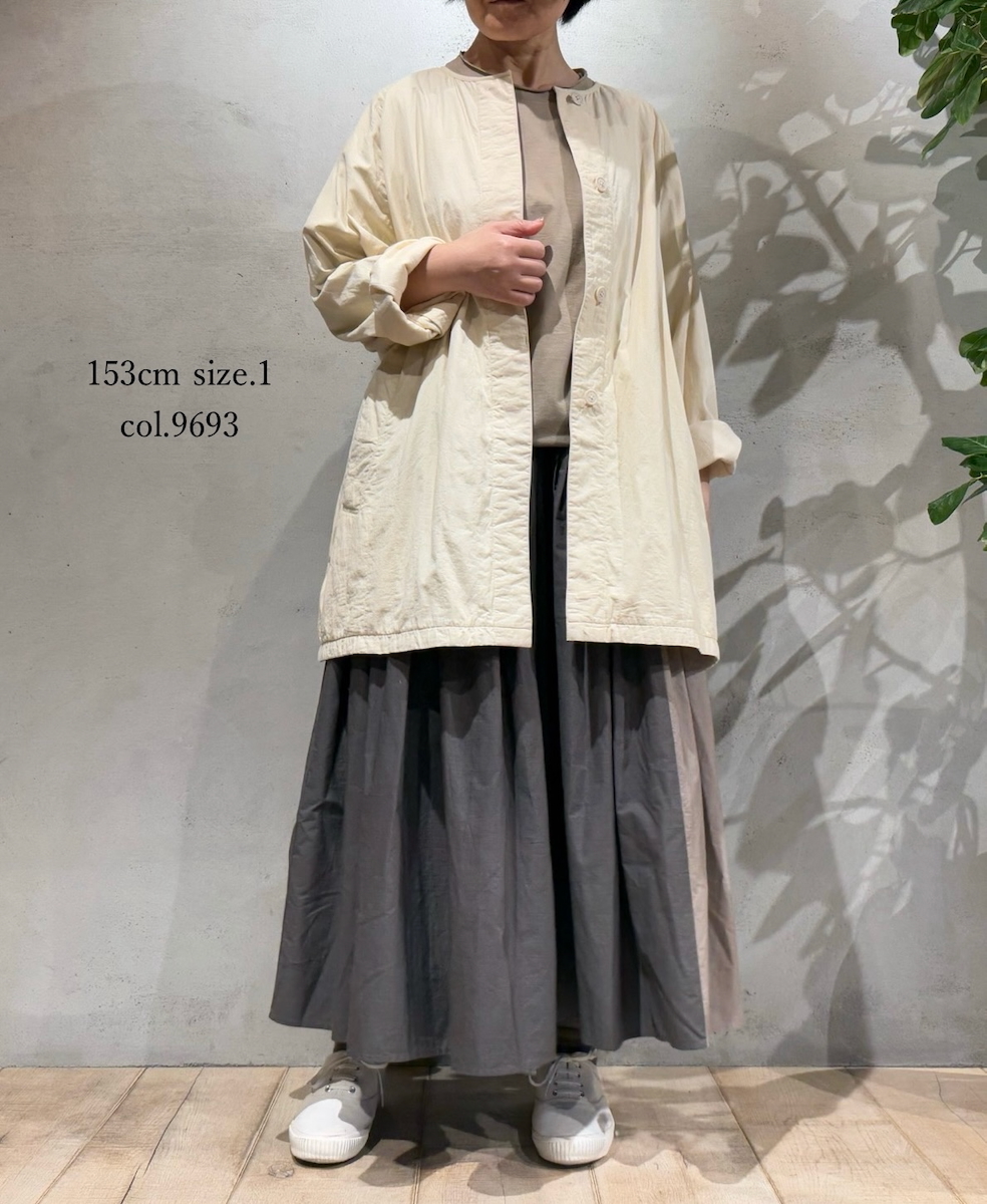 NMDS24642(スカート) 40s ORGANIC POPLIN(PATCHWORK) PINTUCK FLARED SKIRT WITH CRAZY PATCH WORK