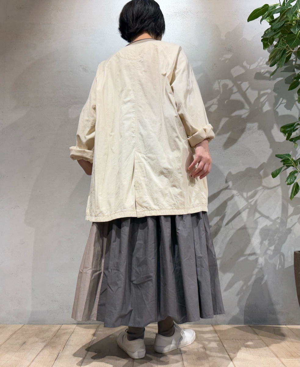 NMDS24642(スカート) 40s ORGANIC POPLIN(PATCHWORK) PINTUCK FLARED SKIRT WITH CRAZY PATCH WORK