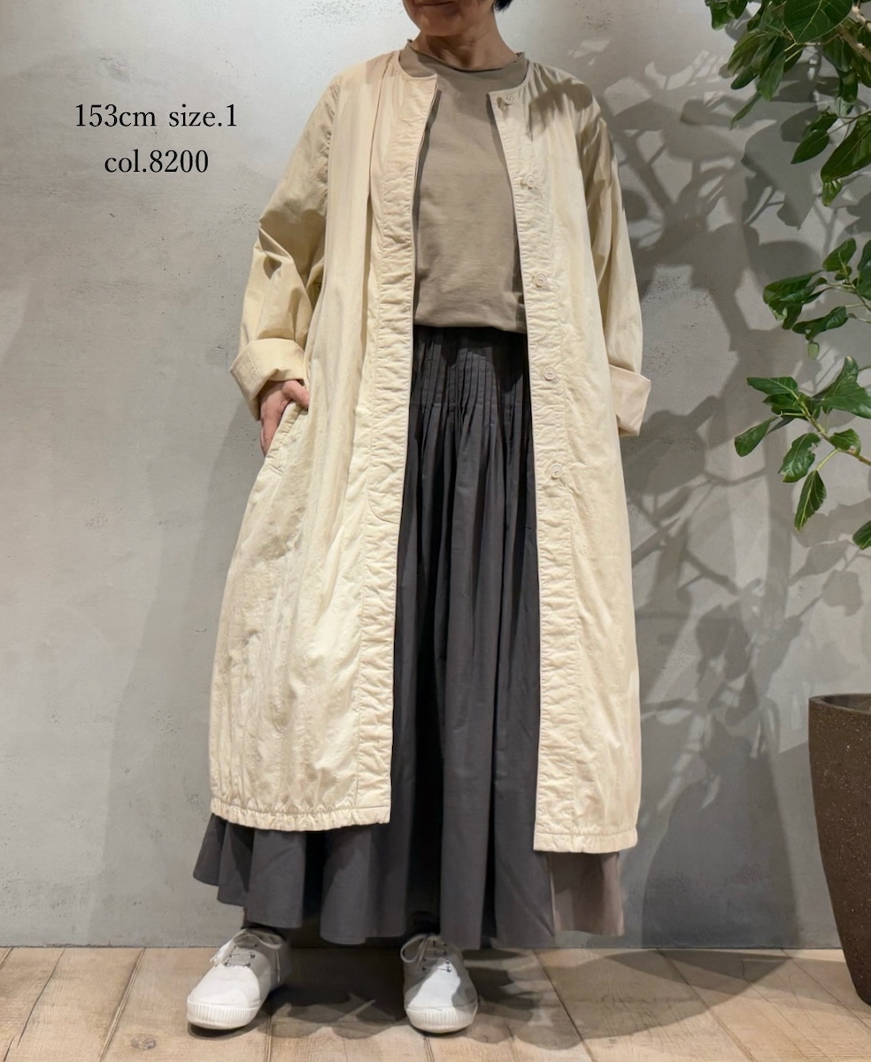 NMDS24632W(コート) 40s ORGANIC POPLIN RAGLAN COAT WITH VERTICAL STITCH