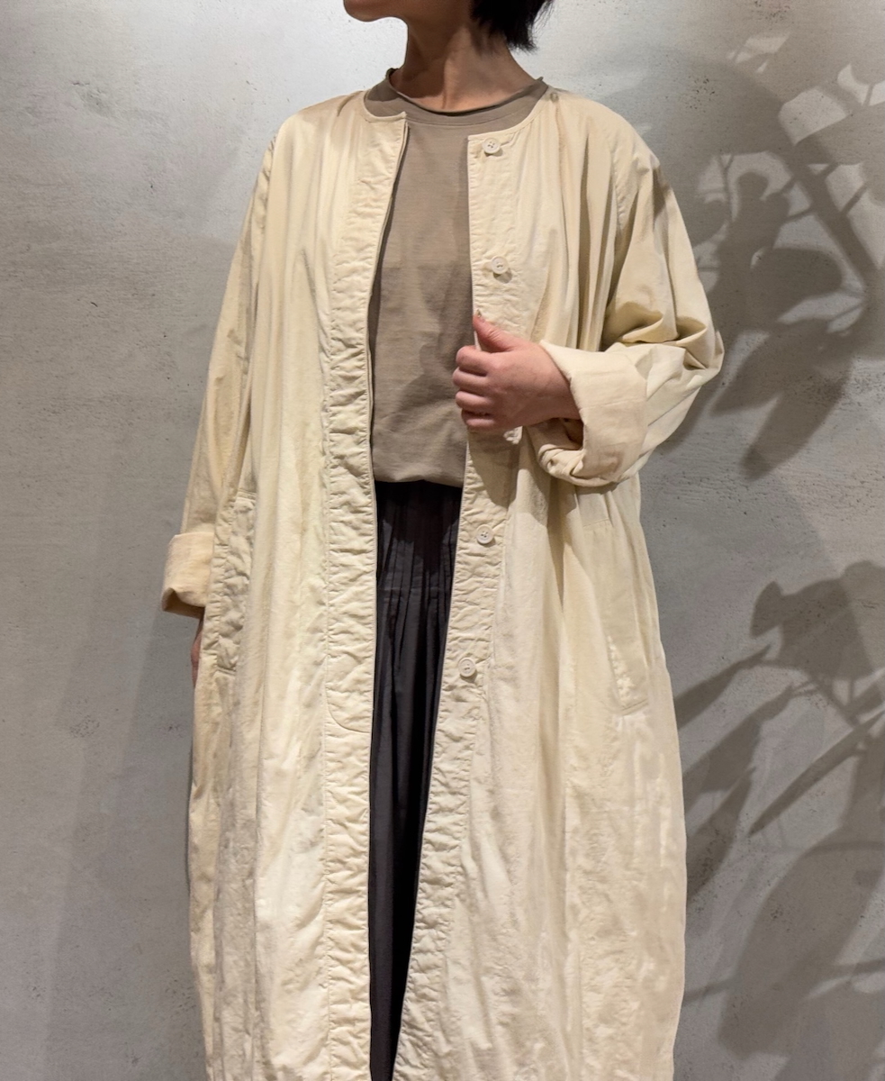 NMDS24632W(コート) 40s ORGANIC POPLIN RAGLAN COAT WITH VERTICAL STITCH