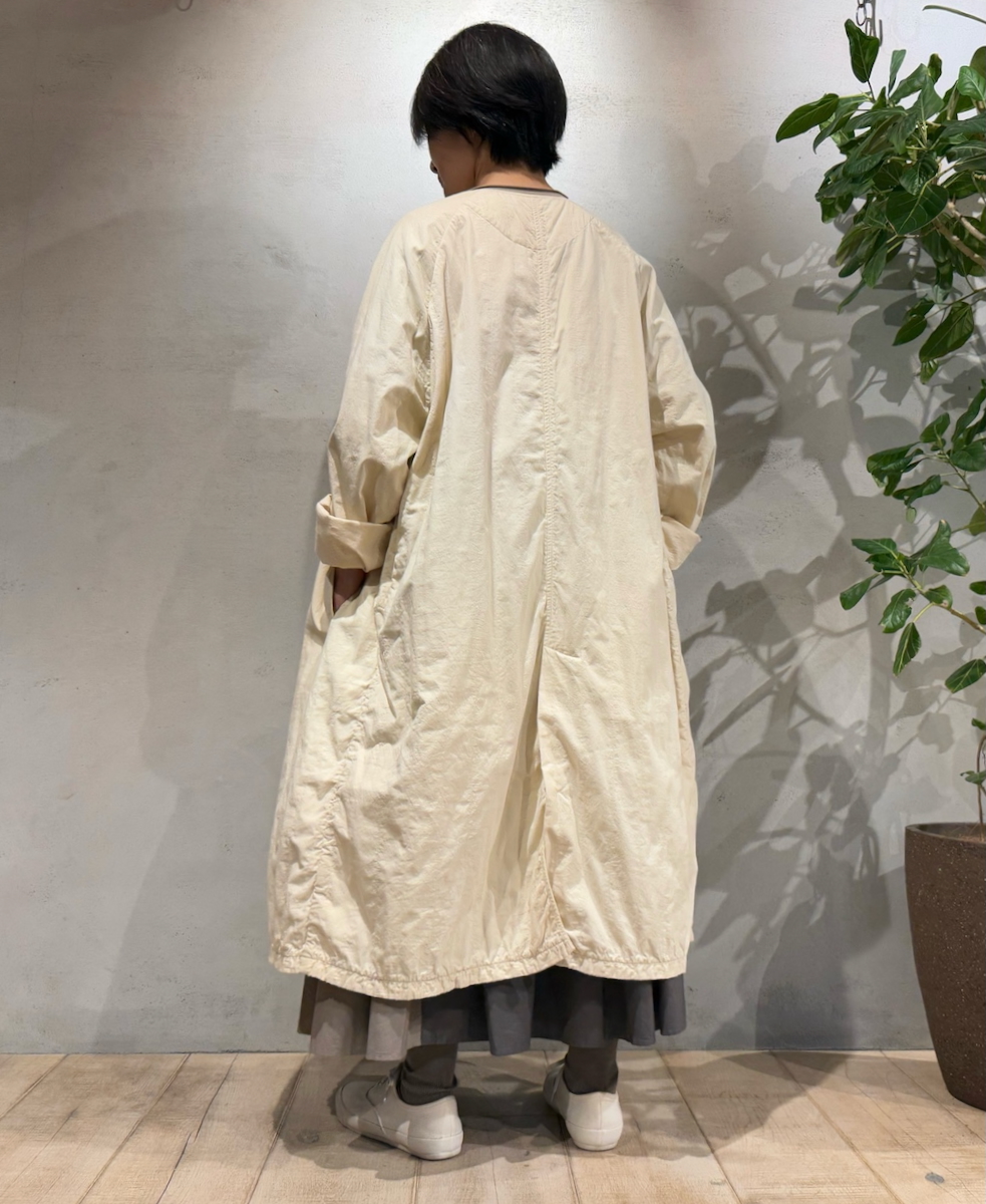 NMDS24632W(コート) 40s ORGANIC POPLIN RAGLAN COAT WITH VERTICAL STITCH
