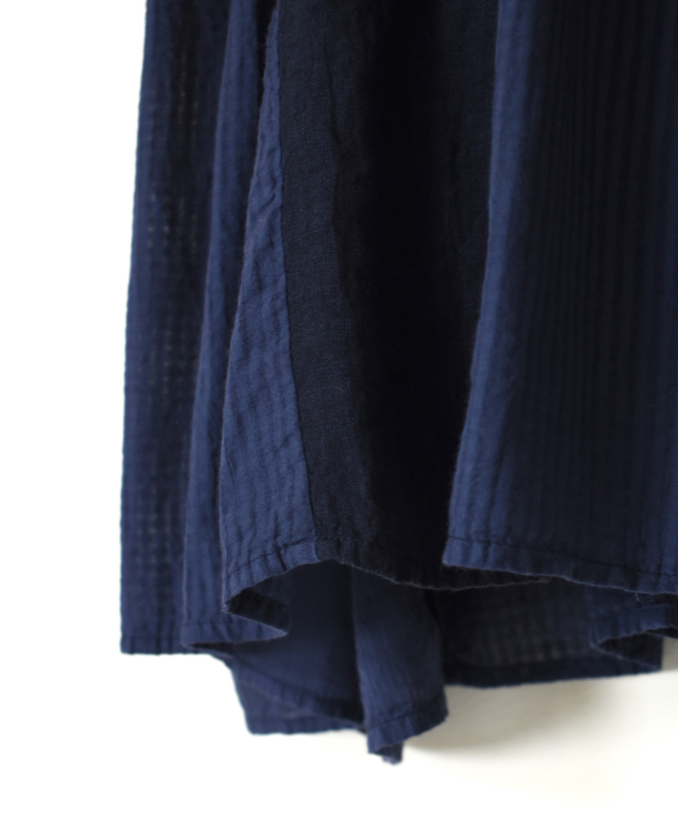NMDS25231D(シャツ) COTTON&LINEN PATCHWORK(OVERDYE) CREW-NECK F/SL SHIRT WITH MINI PINTUCK