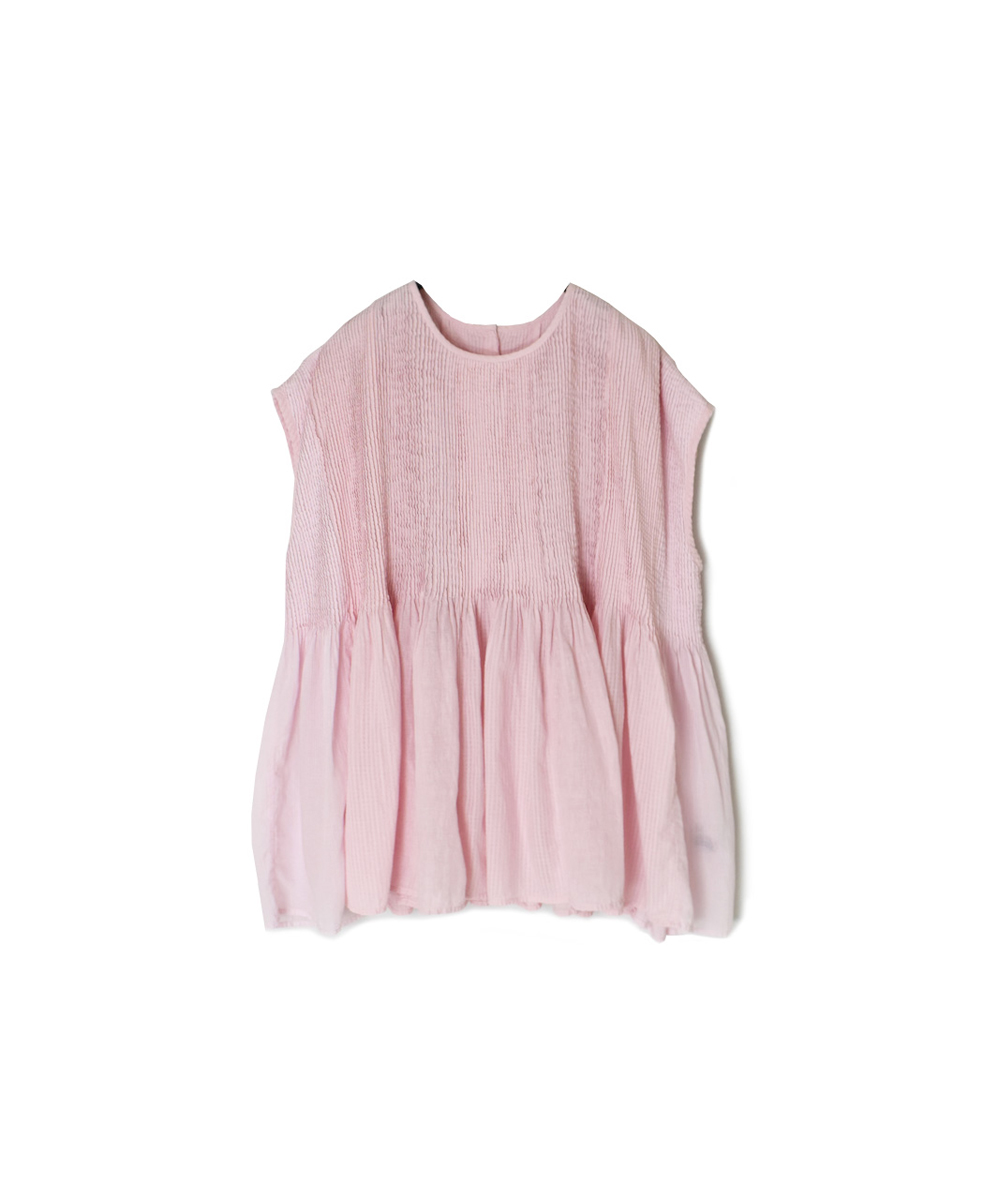 NMDS25231D(シャツ) COTTON&LINEN PATCHWORK(OVERDYE) CREW-NECK F/SL SHIRT WITH MINI PINTUCK