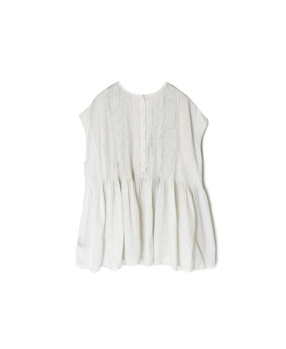 NMDS25231D(シャツ) COTTON&LINEN PATCHWORK(OVERDYE) CREW-NECK F/SL SHIRT WITH MINI PINTUCK