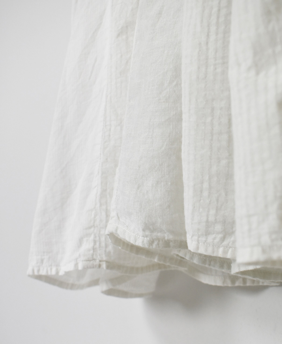 NMDS25232D(ワンピース) COTTON&LINEN PATCHWORK(OVERDYE) CREW-NECK S/SL SHIRT DRESS WITH MINI PINTUCK