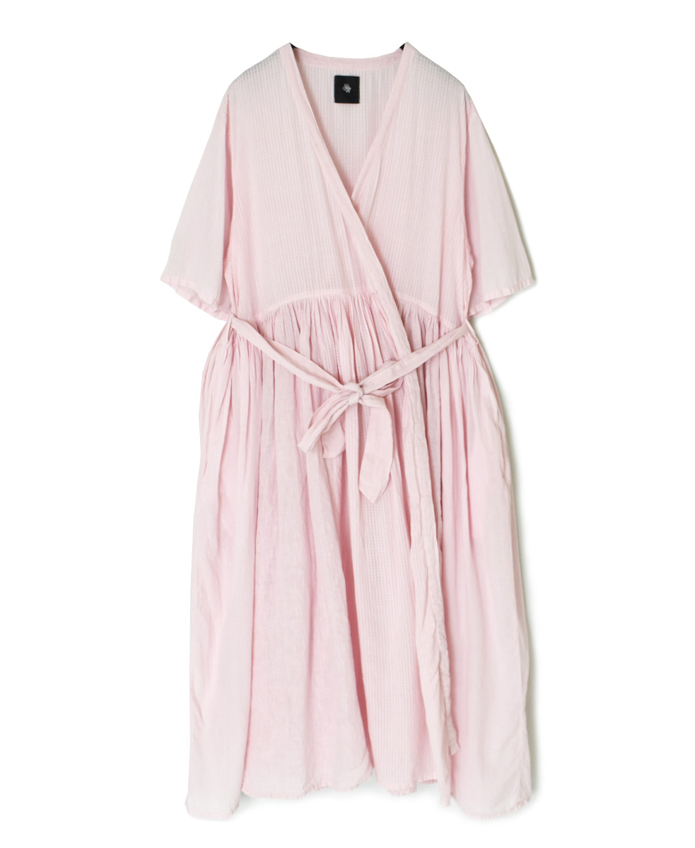 NMDS25233D(ワンピース) COTTON&LINEN PATCHWORK(OVERDYE) GATHERED WRAP DRESS
