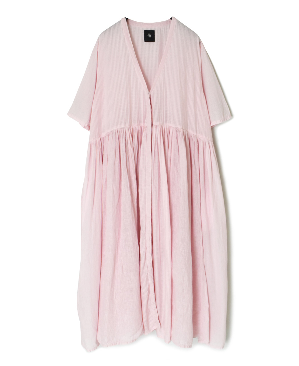 NMDS25233D(ワンピース) COTTON&LINEN PATCHWORK(OVERDYE) GATHERED WRAP DRESS