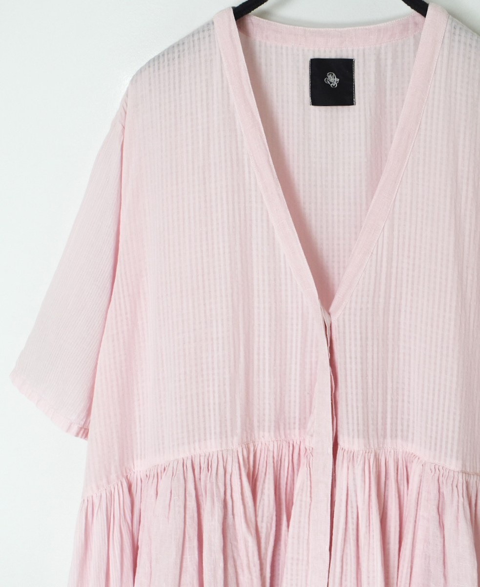 NMDS25233D(ワンピース) COTTON&LINEN PATCHWORK(OVERDYE) GATHERED WRAP DRESS