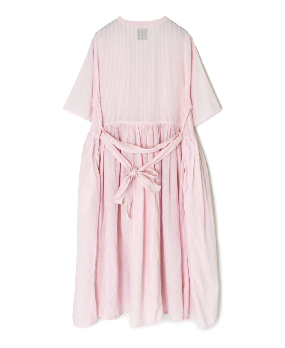 NMDS25233D(ワンピース) COTTON&LINEN PATCHWORK(OVERDYE) GATHERED WRAP DRESS