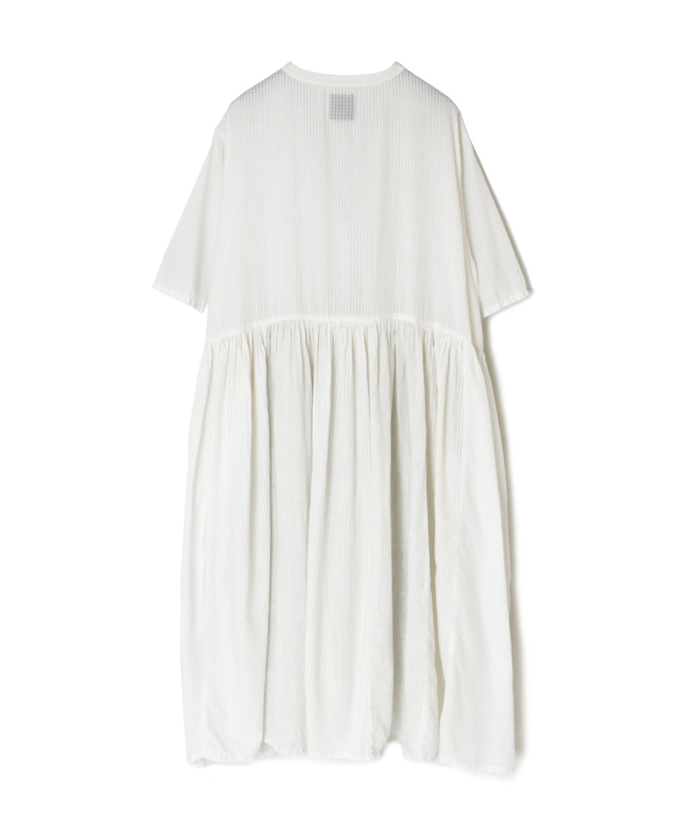NMDS25233D(ワンピース) COTTON&LINEN PATCHWORK(OVERDYE) GATHERED WRAP DRESS