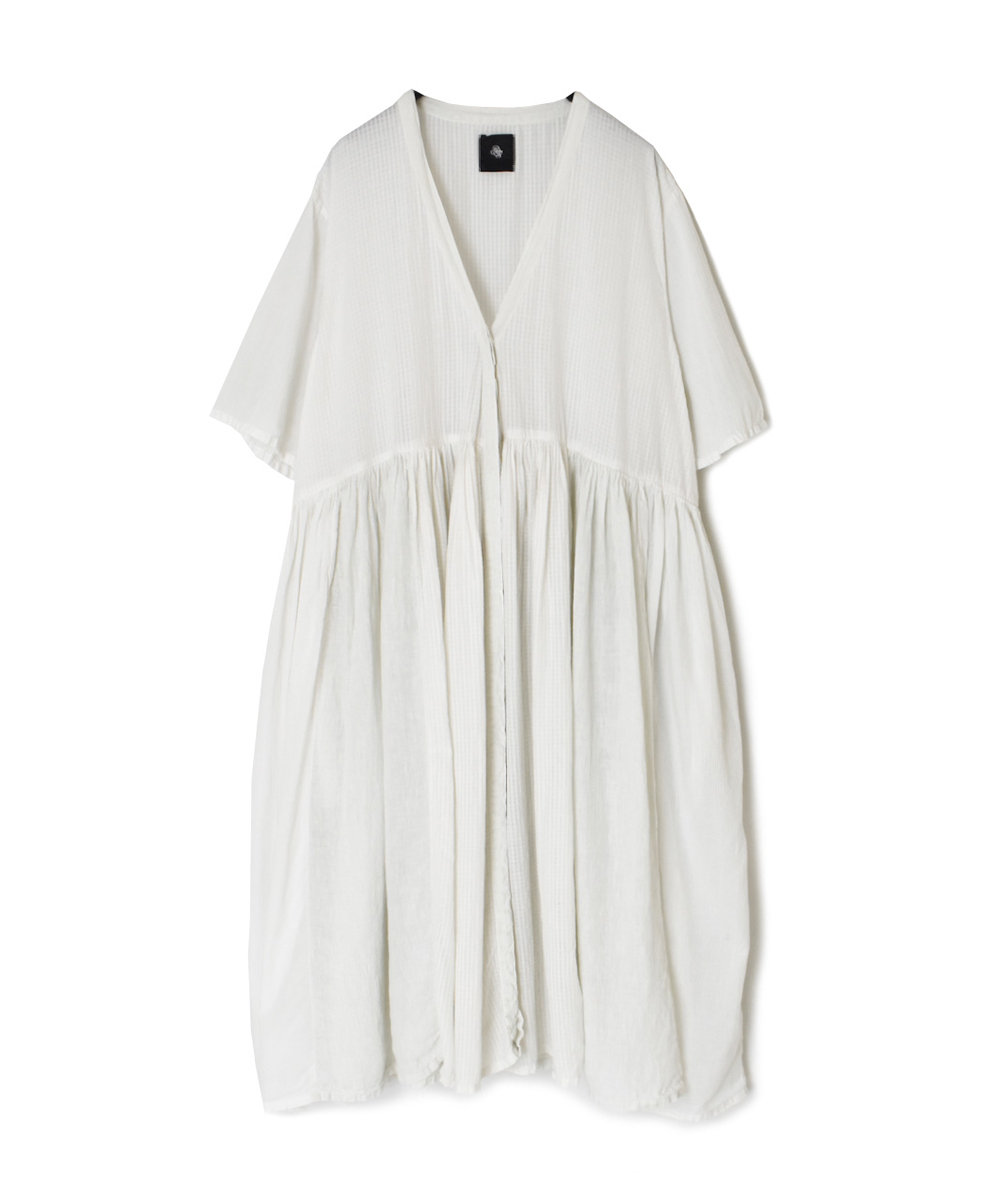 NMDS25233D(ワンピース) COTTON&LINEN PATCHWORK(OVERDYE) GATHERED WRAP DRESS