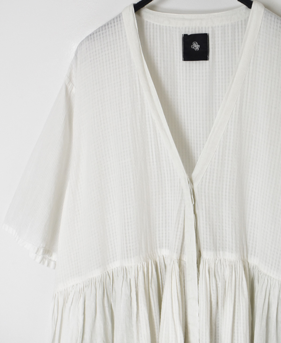 NMDS25233D(ワンピース) COTTON&LINEN PATCHWORK(OVERDYE) GATHERED WRAP DRESS