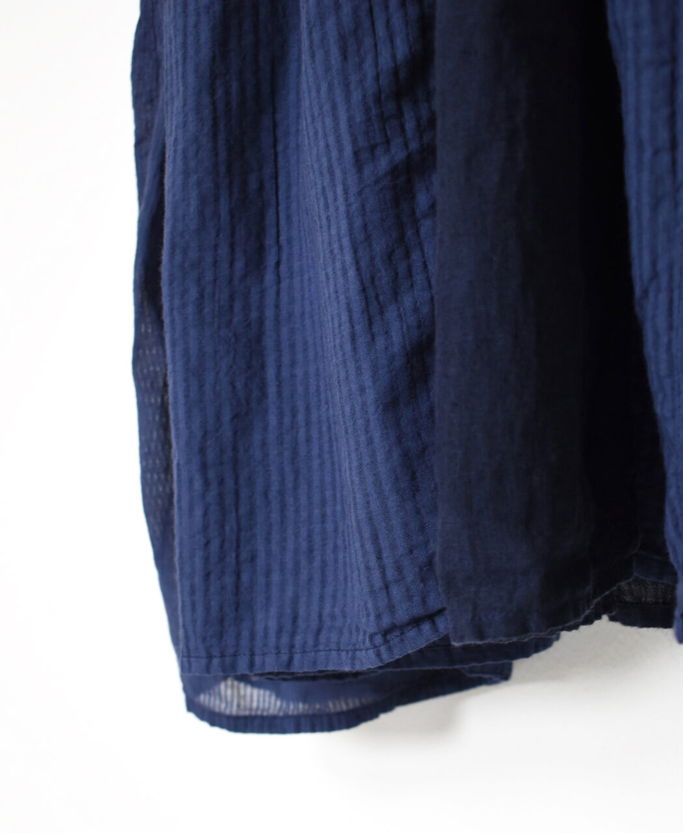 NMDS25234D(シャツ) COTTON&LINEN PATCHWORK(OVERDYE) CREW-NECK BANDED F/SL SHIRT DRESS WITH MINI PINTUCK