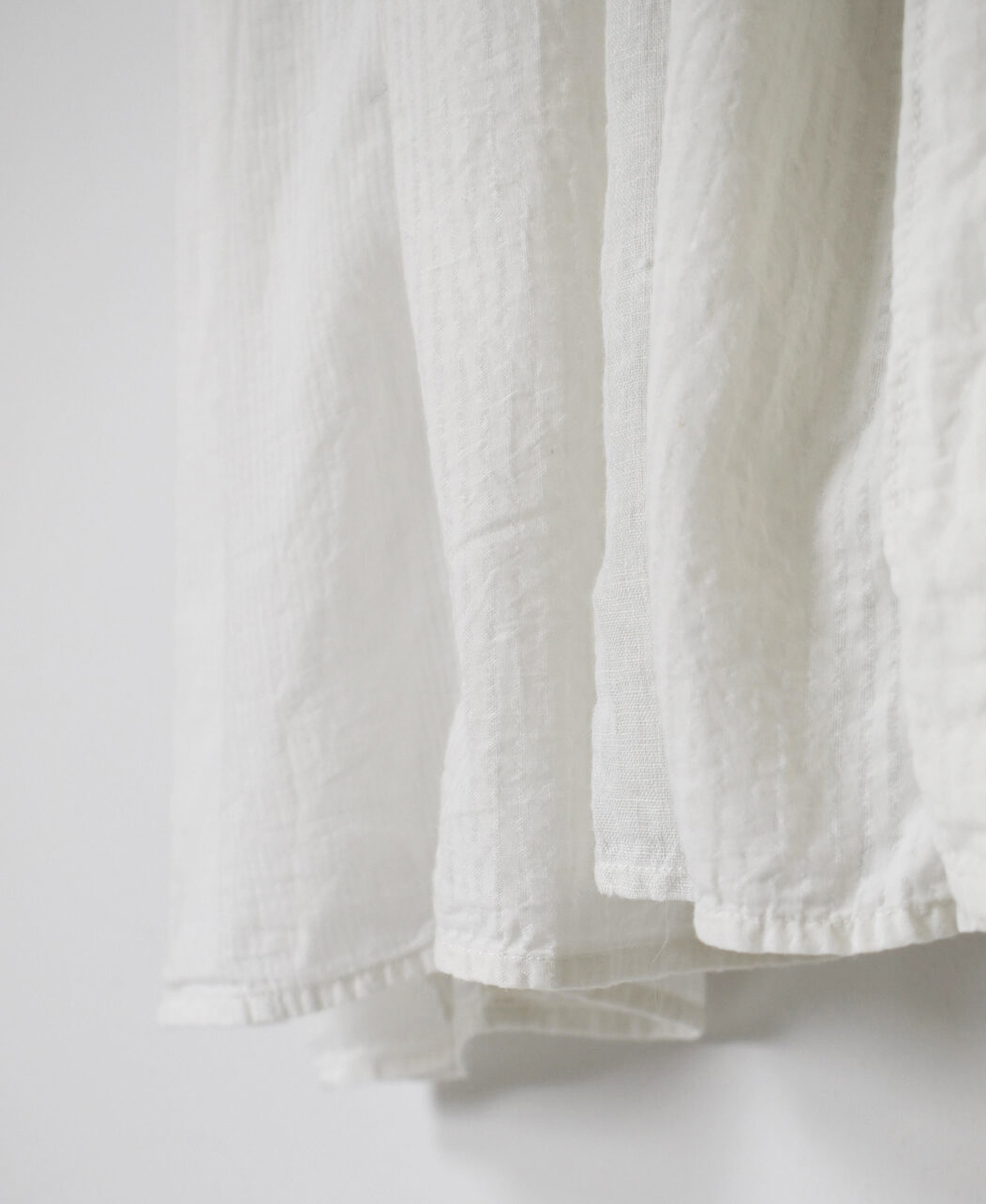 NMDS25234D(シャツ) COTTON&LINEN PATCHWORK(OVERDYE) CREW-NECK BANDED F/SL SHIRT DRESS WITH MINI PINTUCK