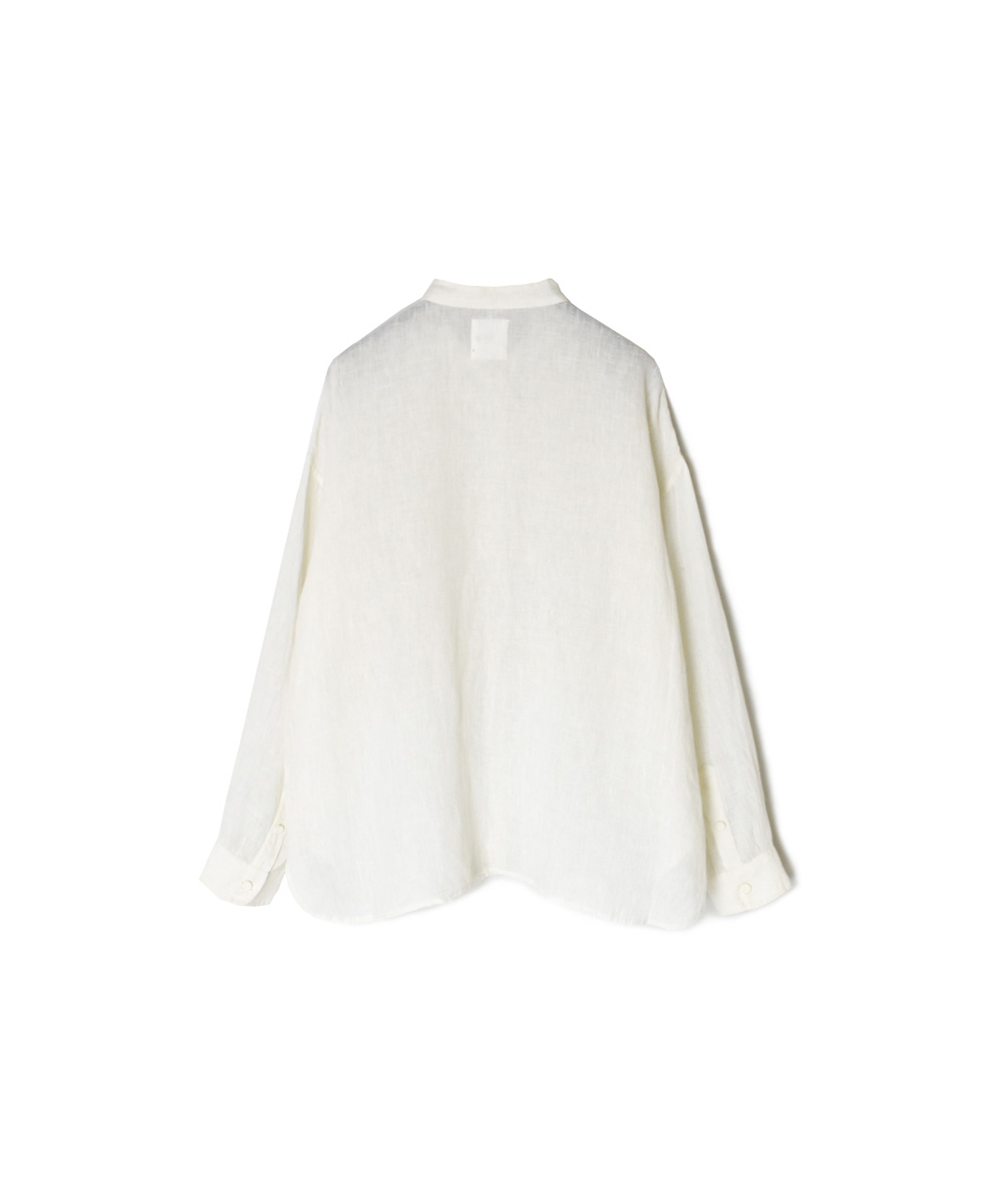 NMDS25241(シャツ) 80s POWER LOOM LINEN PLAIN BANDED COLLAR EMB SHIRT