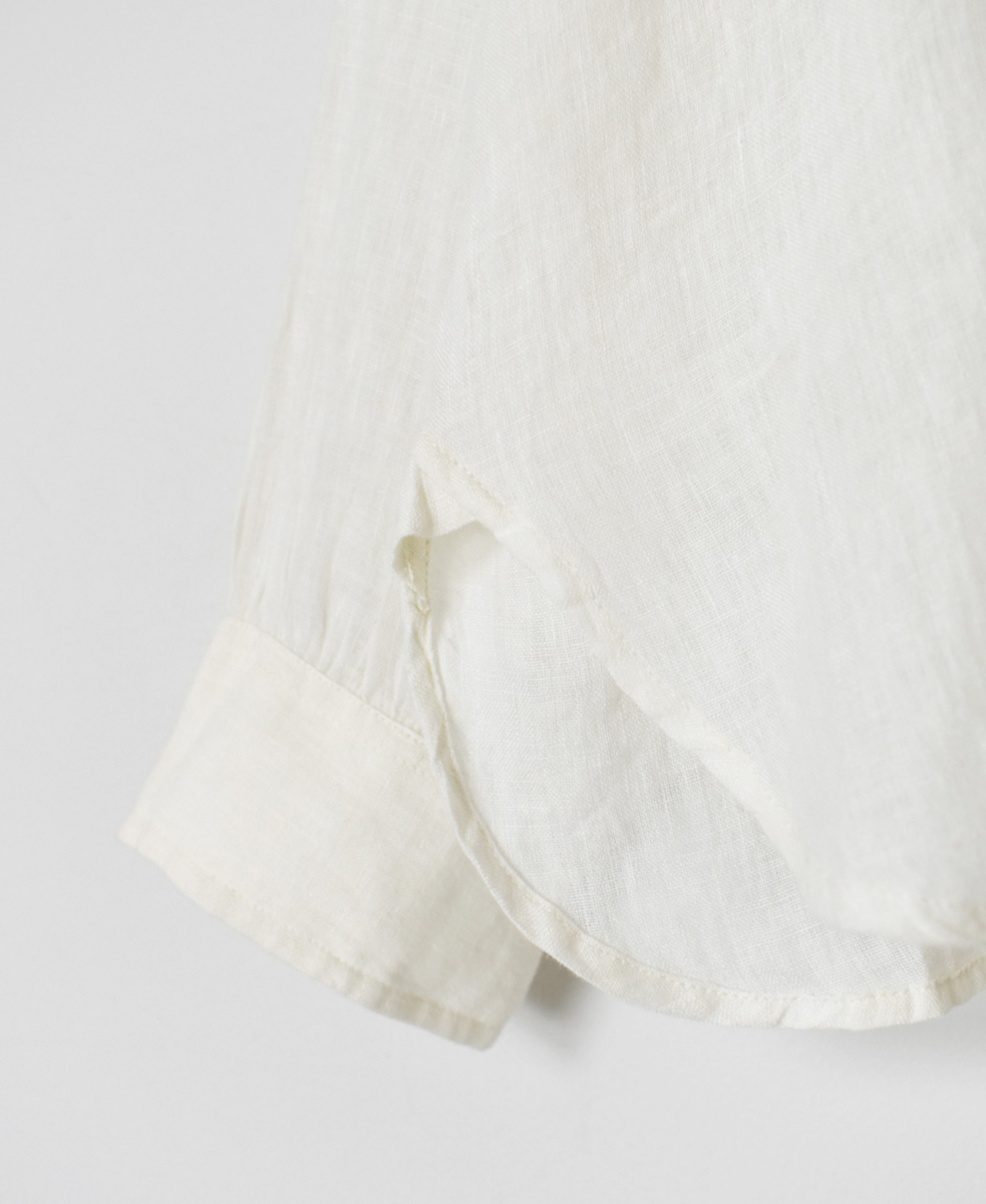 NMDS25241(シャツ) 80s POWER LOOM LINEN PLAIN BANDED COLLAR EMB SHIRT