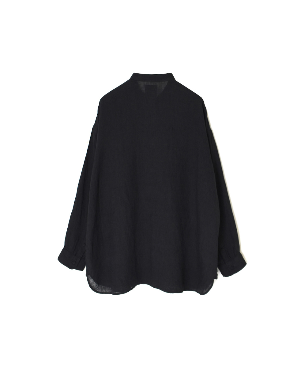 NMDS25241(シャツ) 80s POWER LOOM LINEN PLAIN BANDED COLLAR EMB SHIRT