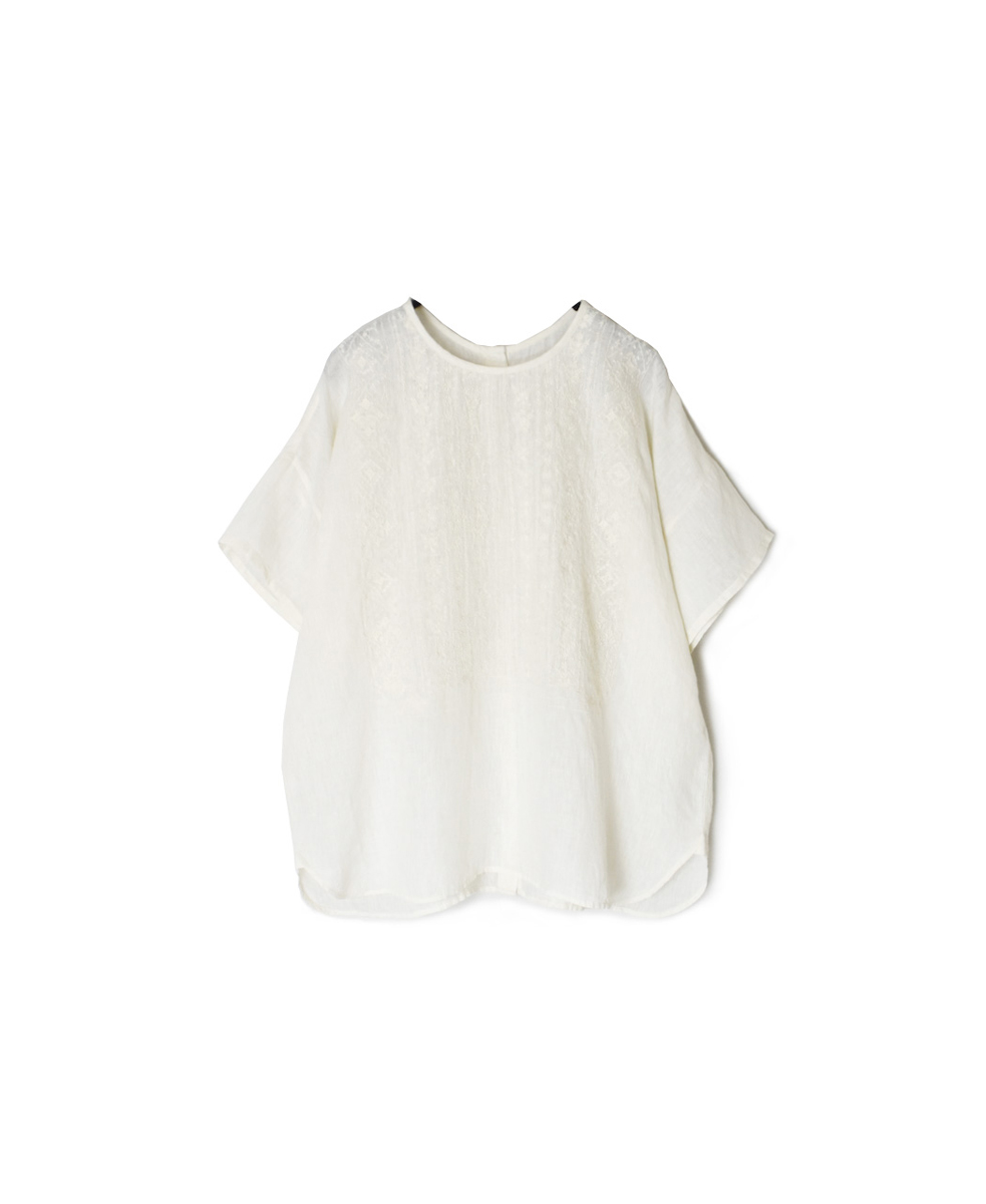 NMDS25242(シャツ) 80s POWER LOOM LINEN PLAIN BACK OPENING CREW-NECK S/SL EMB SHIRT