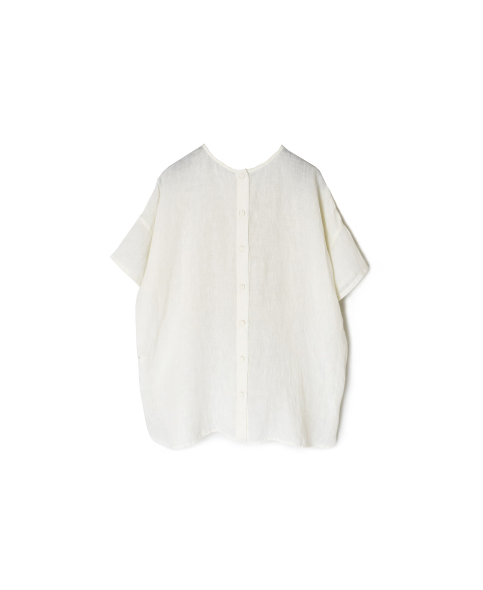 NMDS25242(シャツ) 80s POWER LOOM LINEN PLAIN BACK OPENING CREW-NECK S/SL EMB SHIRT