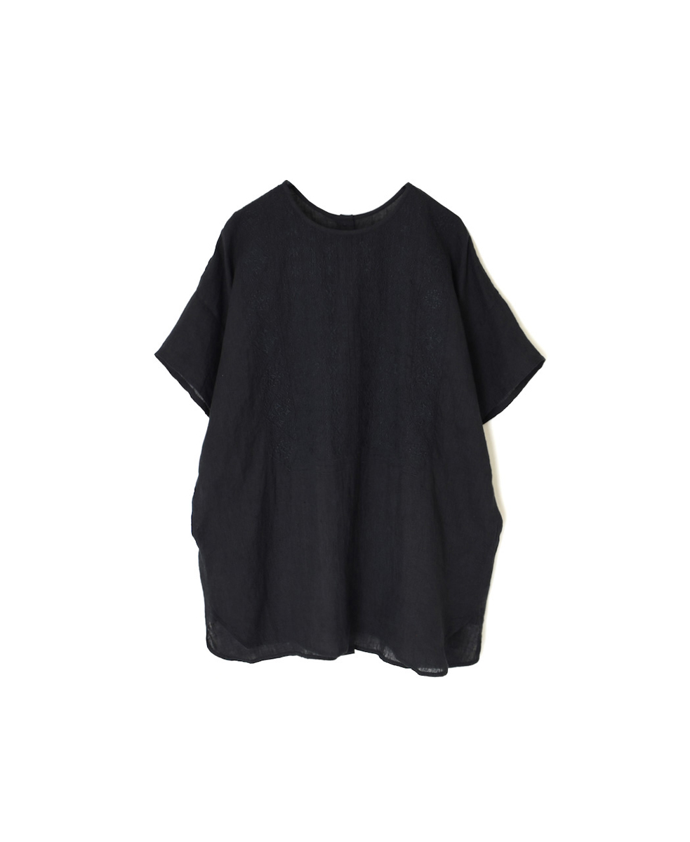 NMDS25242(シャツ) 80s POWER LOOM LINEN PLAIN BACK OPENING CREW-NECK S/SL EMB SHIRT